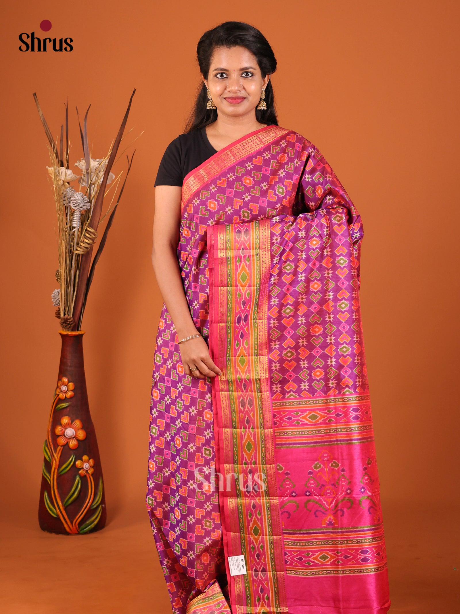 Purple & Pink - Semi Patola Saree