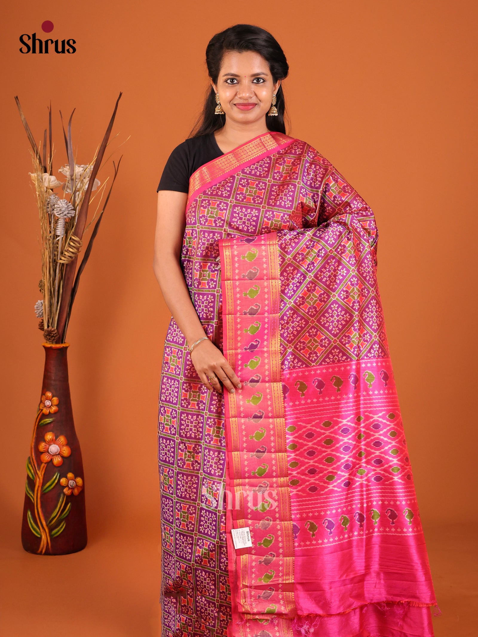 Purple & Pink - Semi Patola Saree
