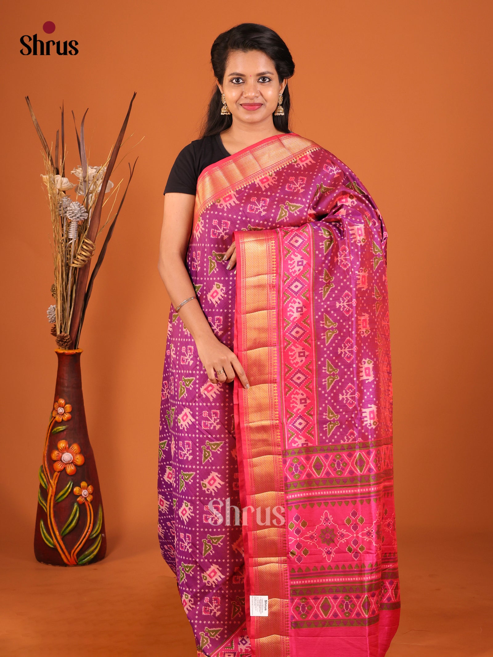 Purple & Pink - Semi Patola Saree