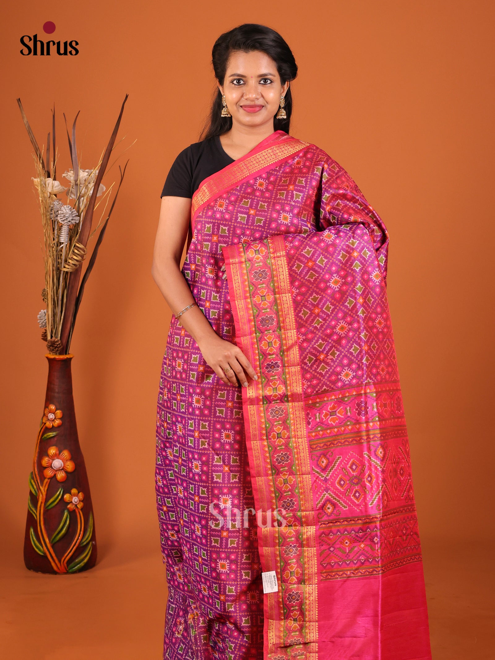 Purple & Pink - Semi Patola Saree