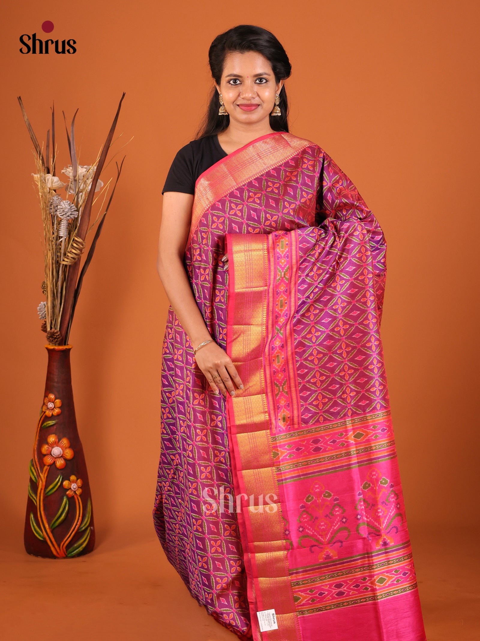 Purple & Pink - Semi Patola Saree