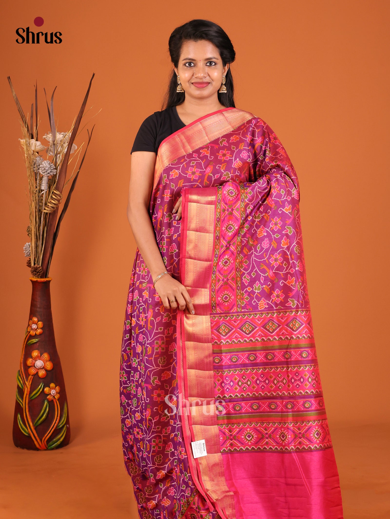 Purple & Pink - Semi Patola Saree