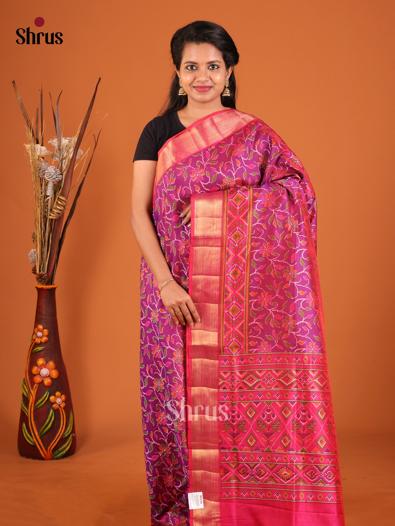 Purple & Pink - Semi Patola Saree