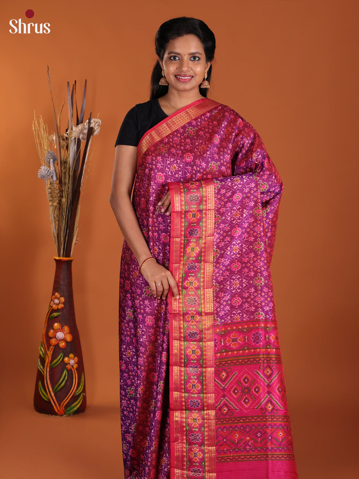 Purple & Pink - Semi Patola Saree