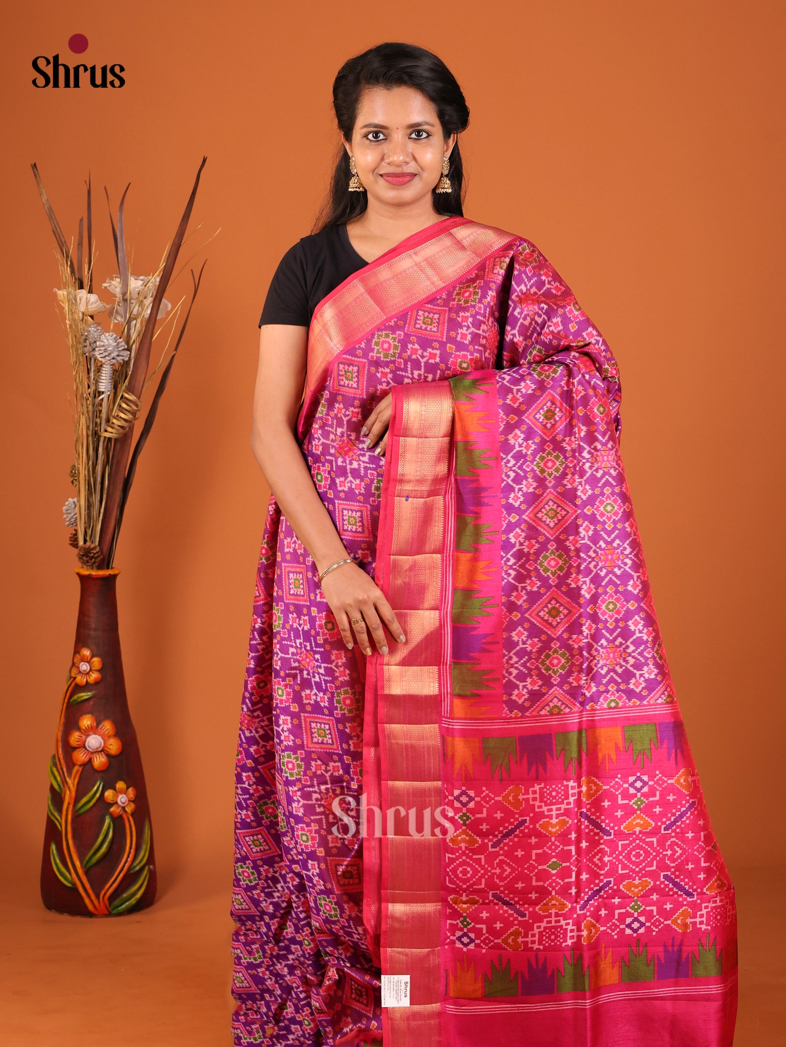 Purple & Pink - Semi Patola Saree