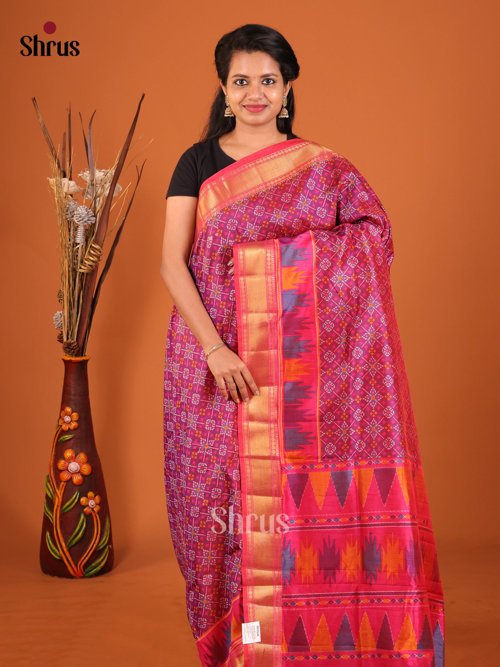 Purple & Pink - Semi Patola Saree
