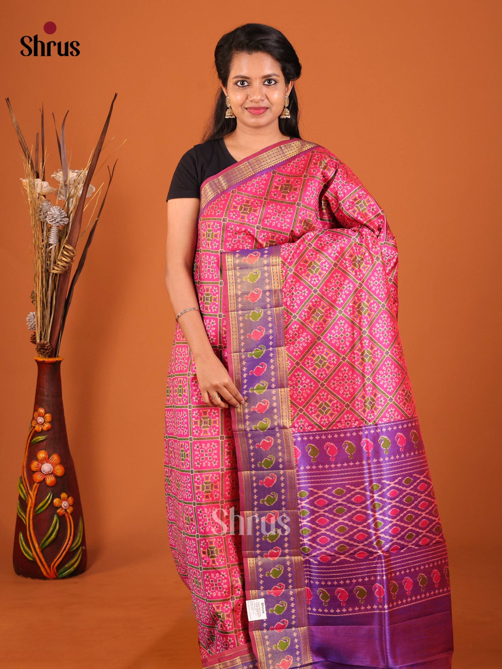 Pink & Purple - Semi Patola Saree