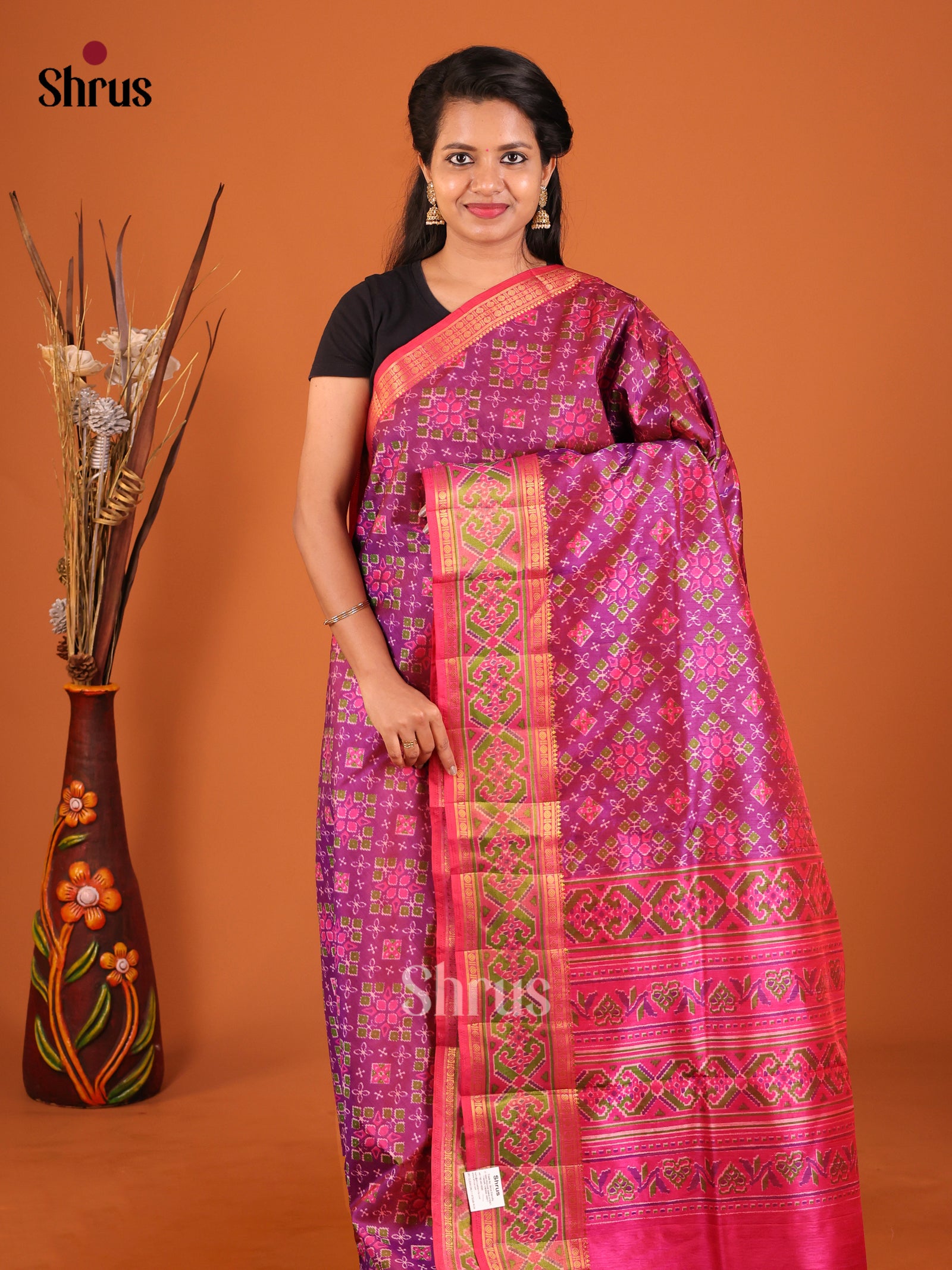 Purple & Pink - Semi Patola Saree