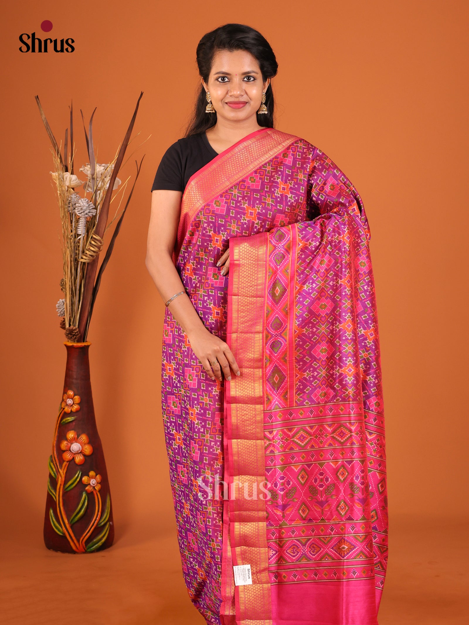 Purple & Pink - Semi Patola Saree