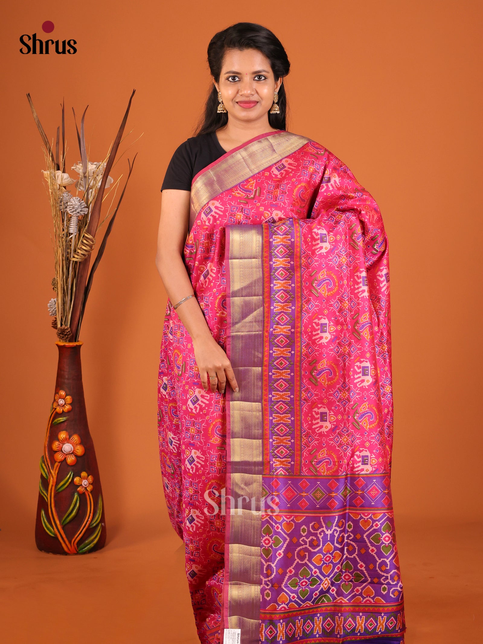 Pink & Purple - Semi Patola Saree