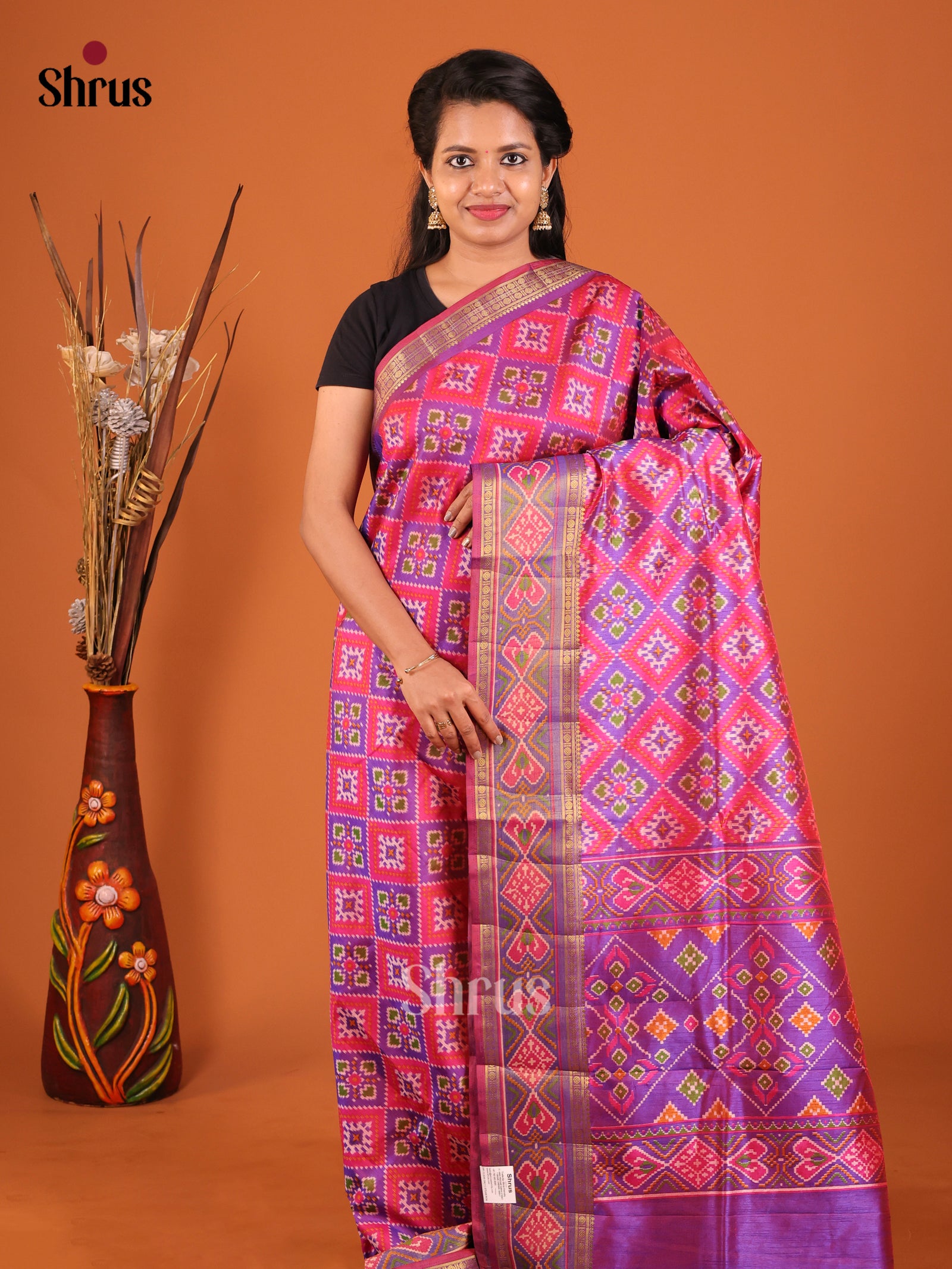 Pink & Purple - Semi Patola Saree
