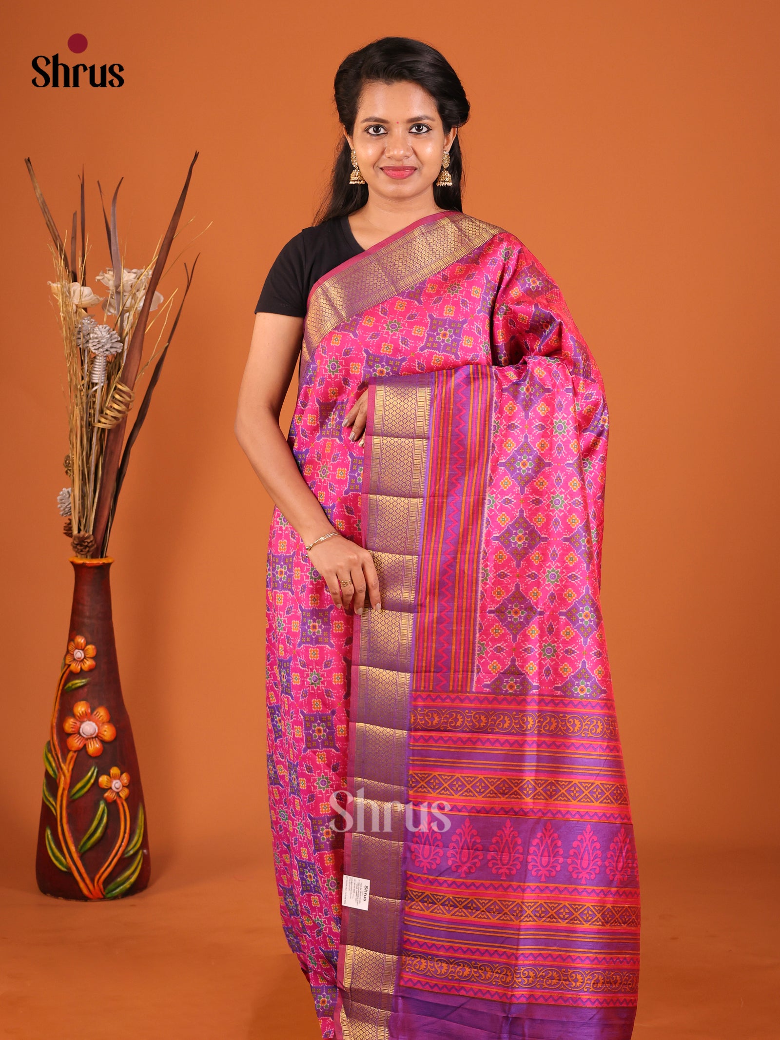 Pink & Purple - Semi Patola Saree