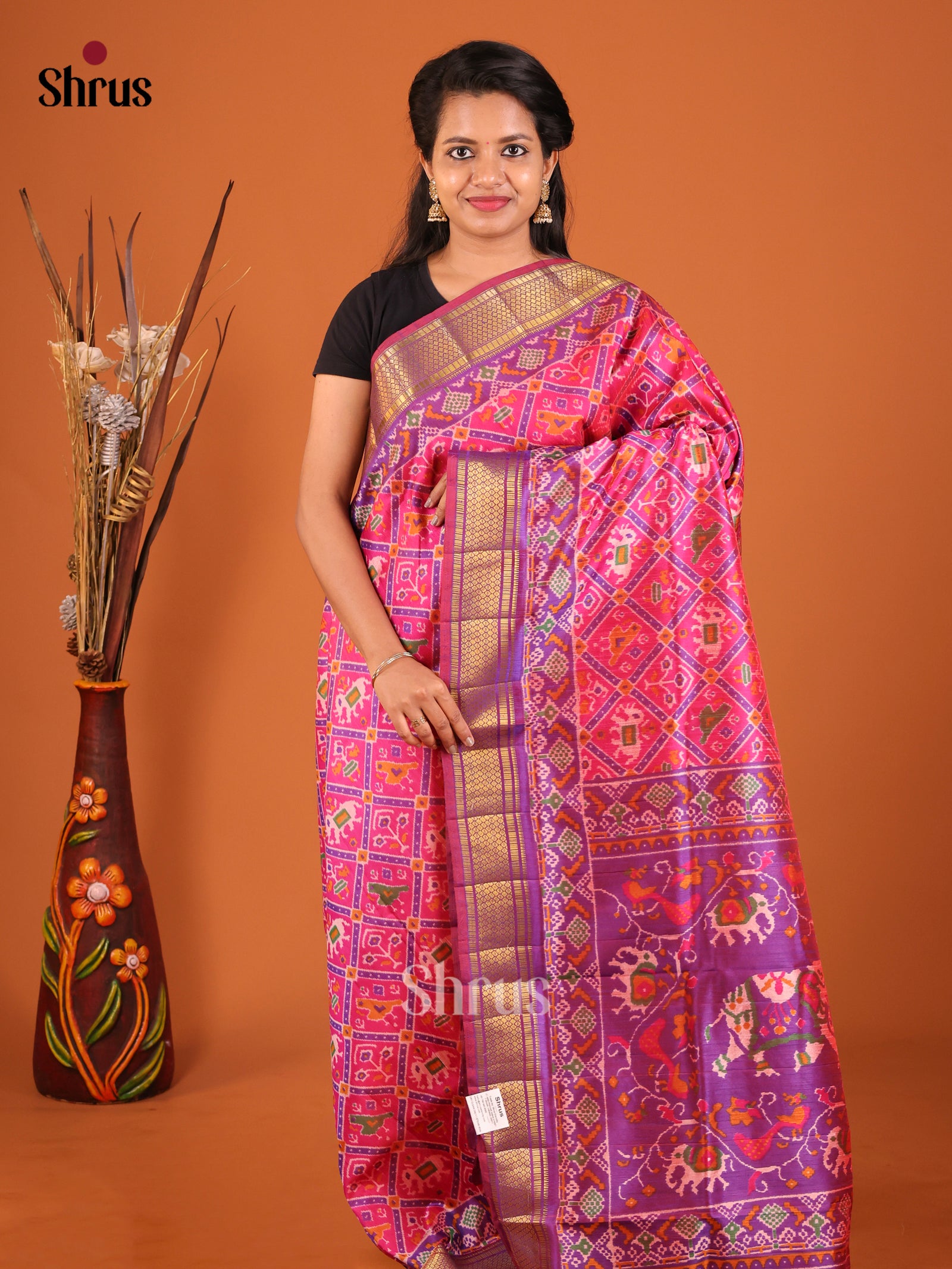 Pink & Purple - Semi Patola Saree