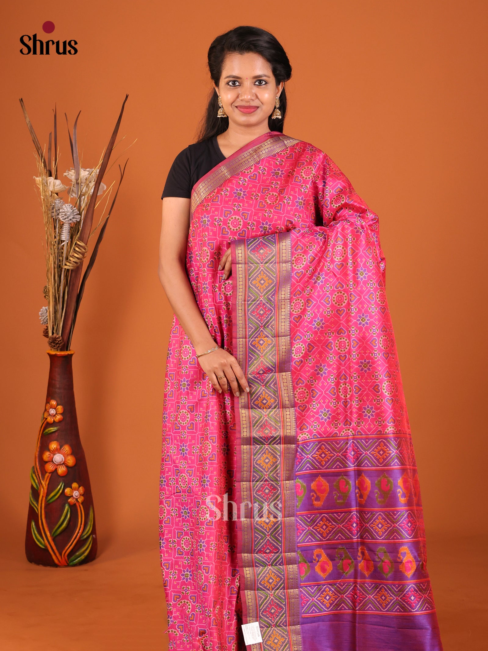 Pink & purple - Semi Patola Saree