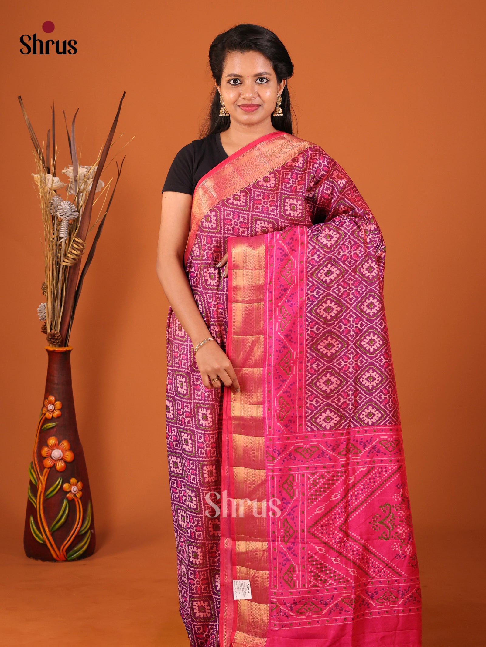 Purple & Pink - Semi Patola Saree