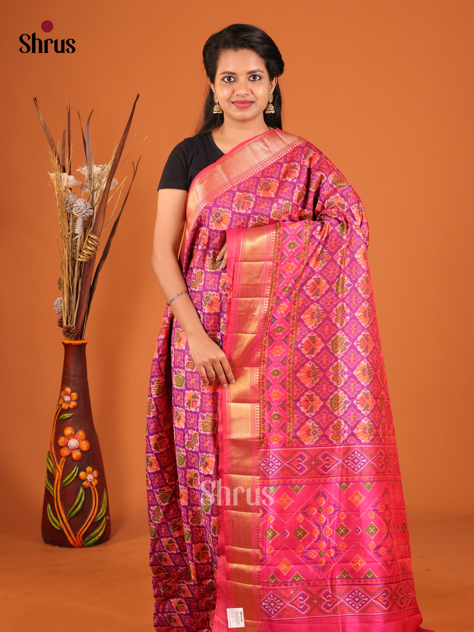 Pink- Semi Patola Saree