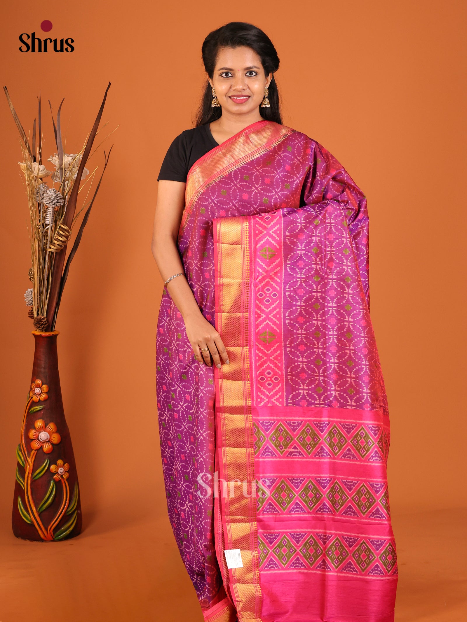 Purple & Pink - Semi Patola Saree