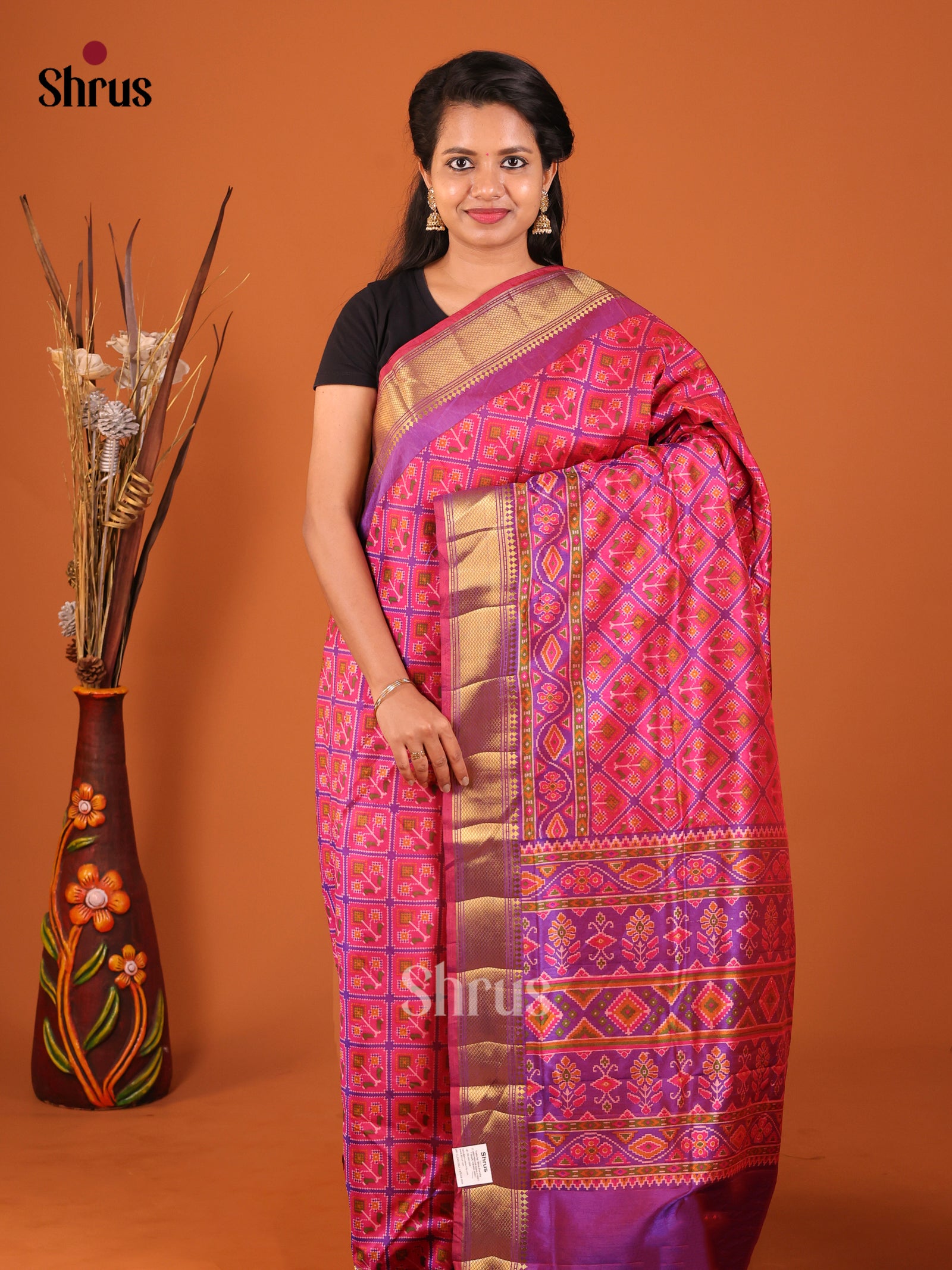 Pink & Purple- Semi Patola Saree