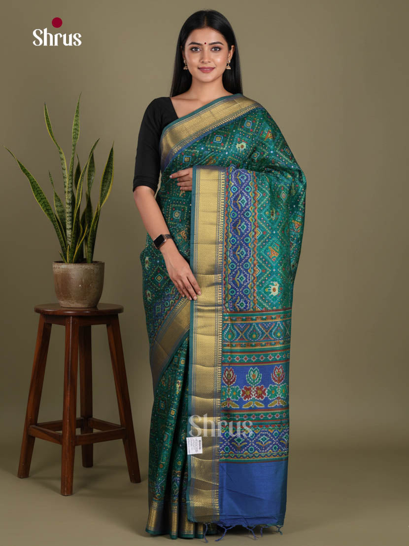 Green & Blue- Semi Patola Saree