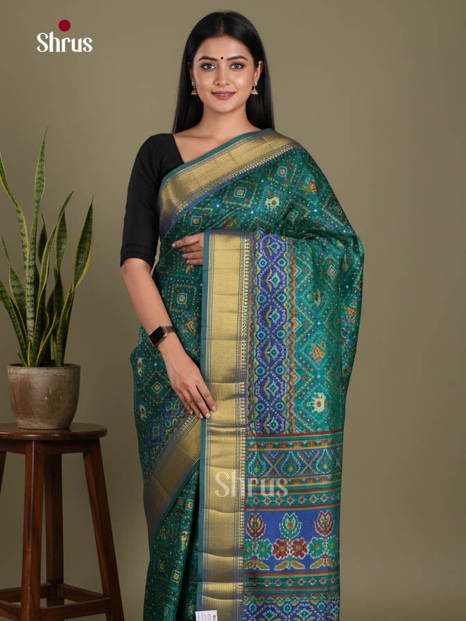 Green & Blue- Semi Patola Saree