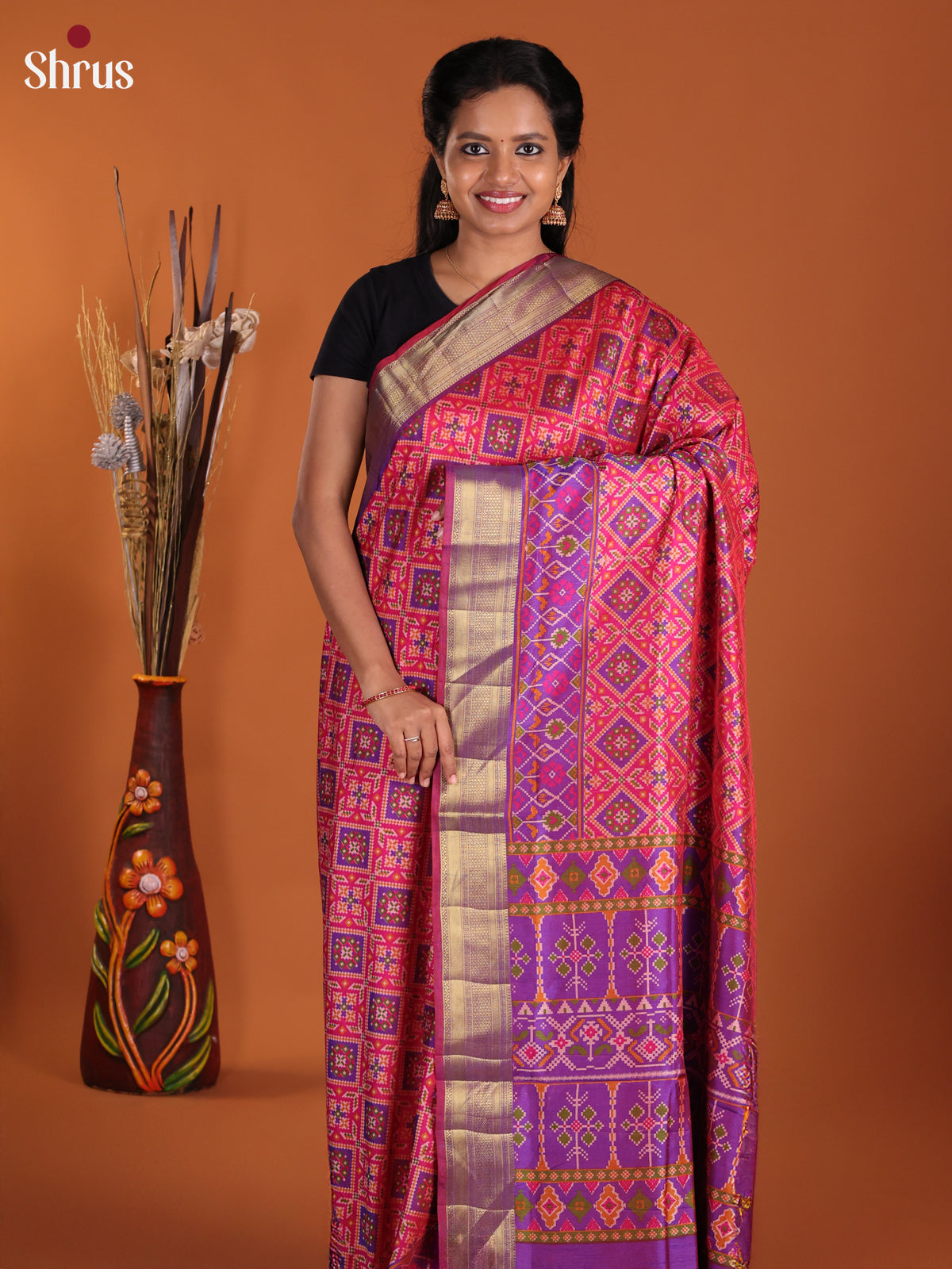 Pink & Purple - Semi Patola Saree