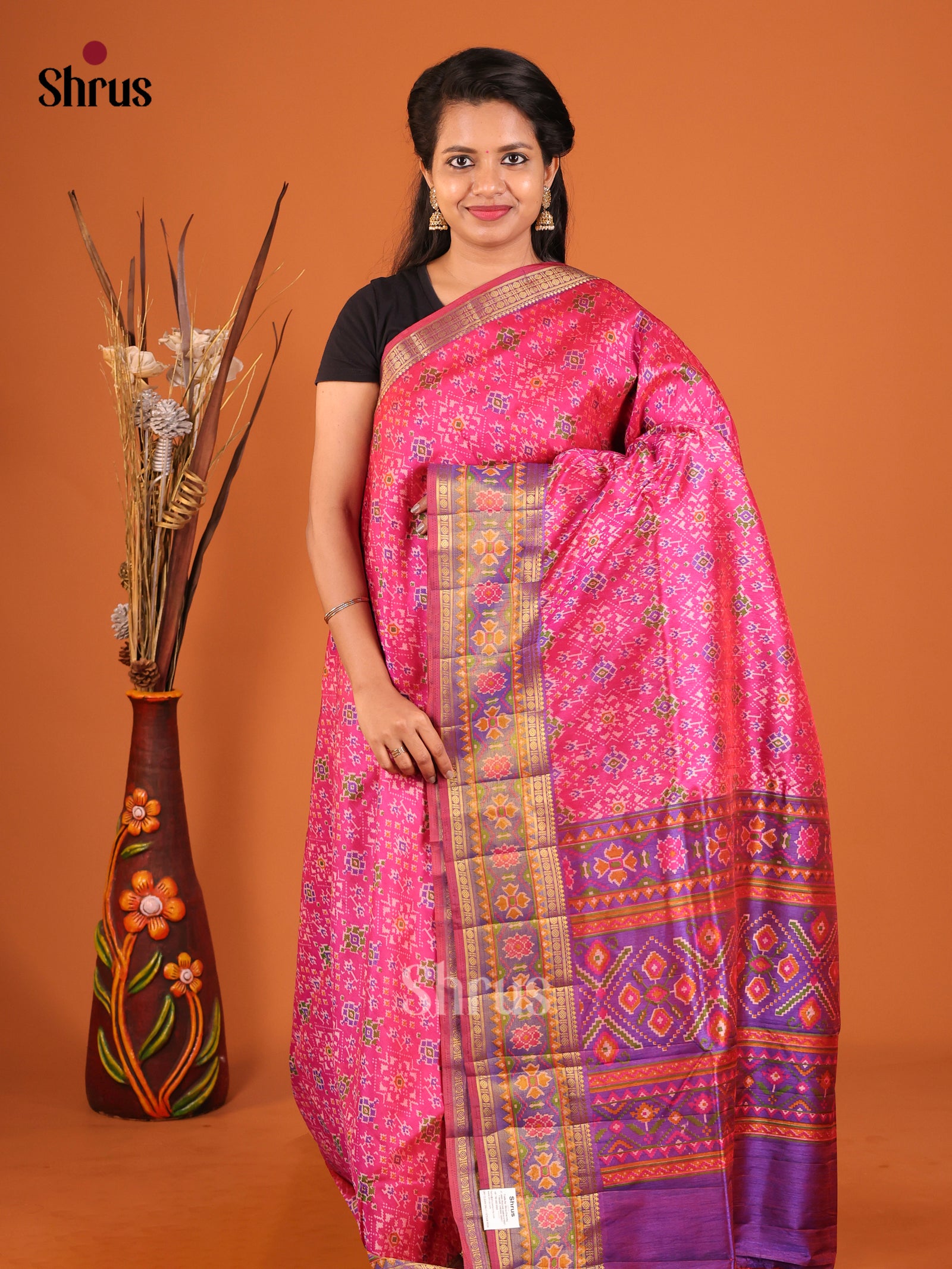 Pink & Purple - Semi Patola Saree