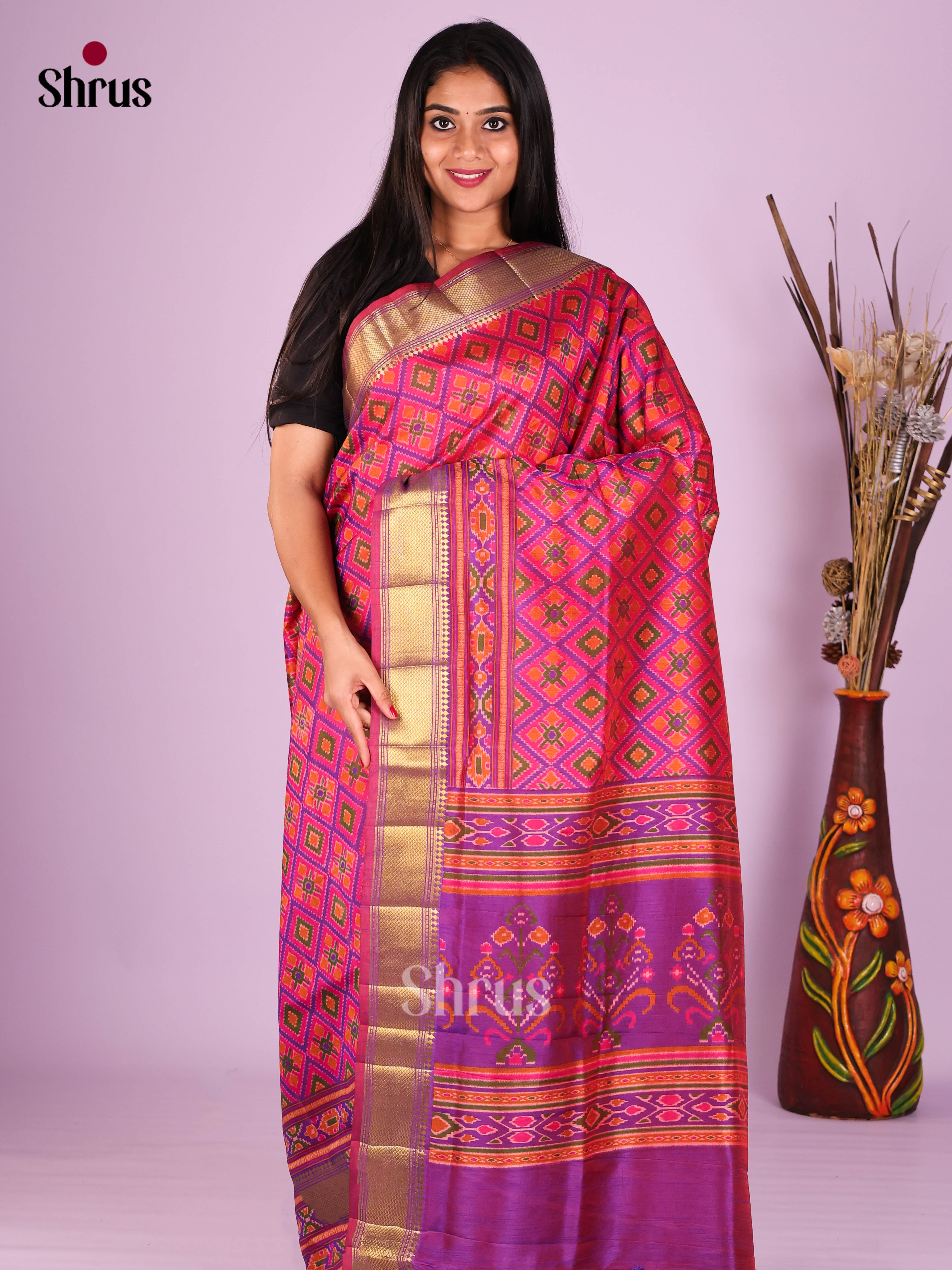 Pink & Purple - Semi Patola Saree