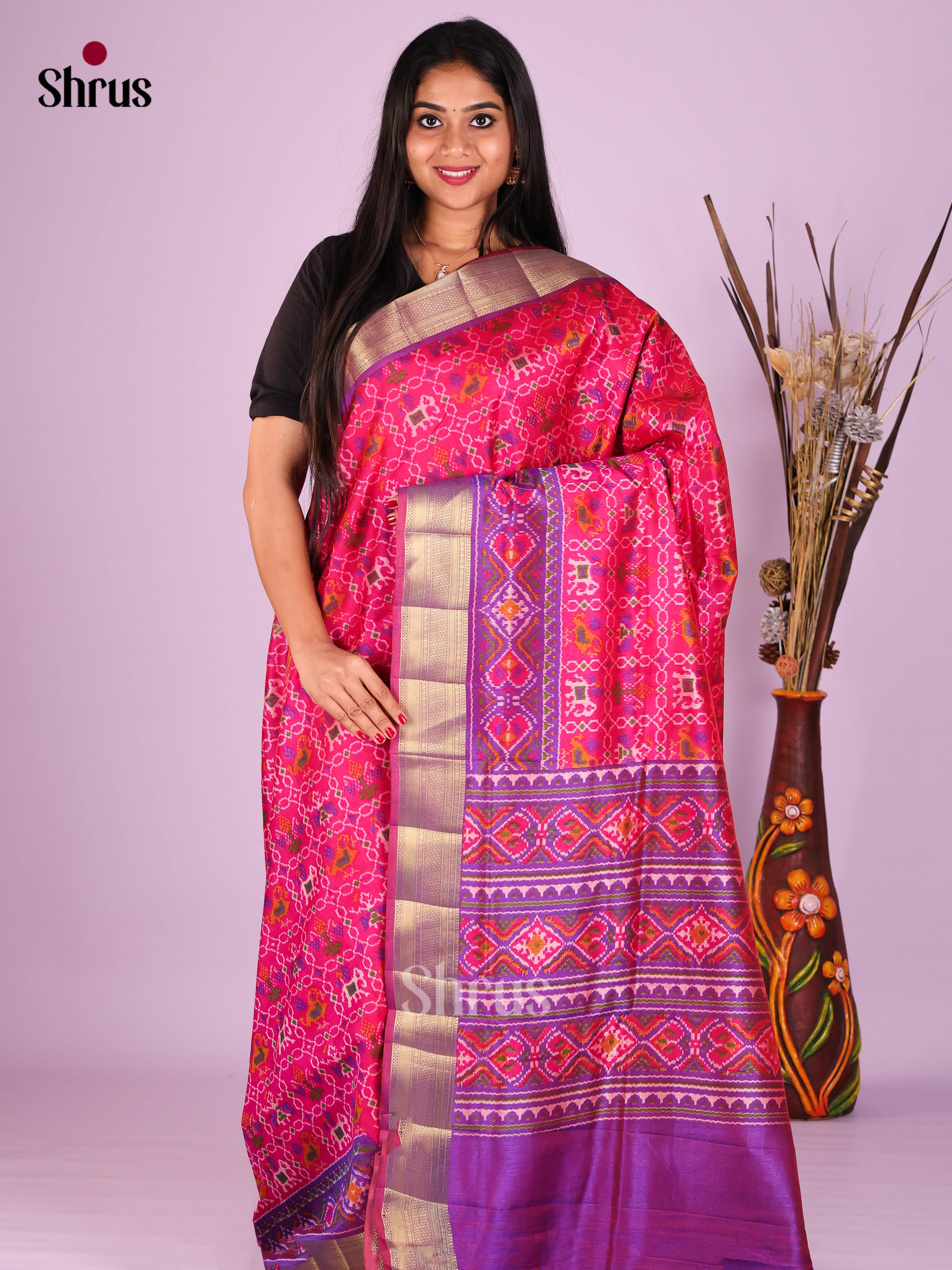 Pink & Purple - Semi Patola Saree