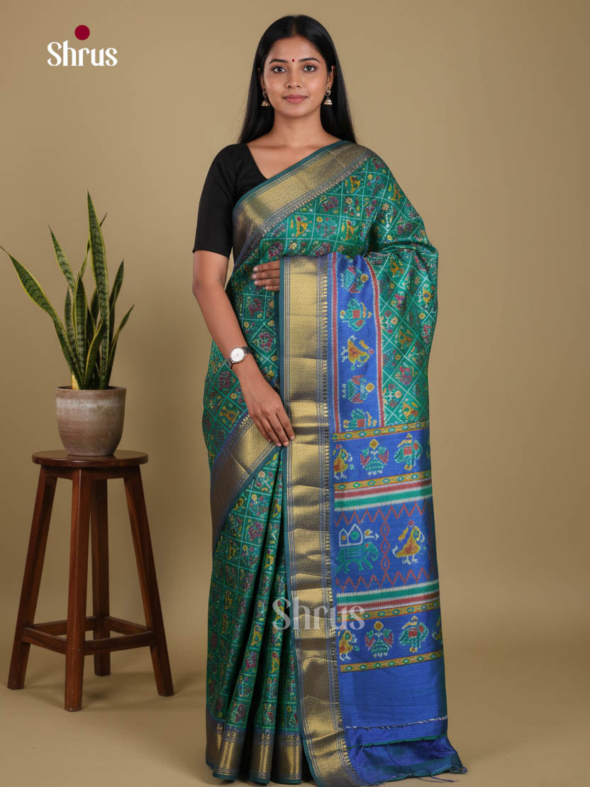Green & Blue - Semi Patola Saree