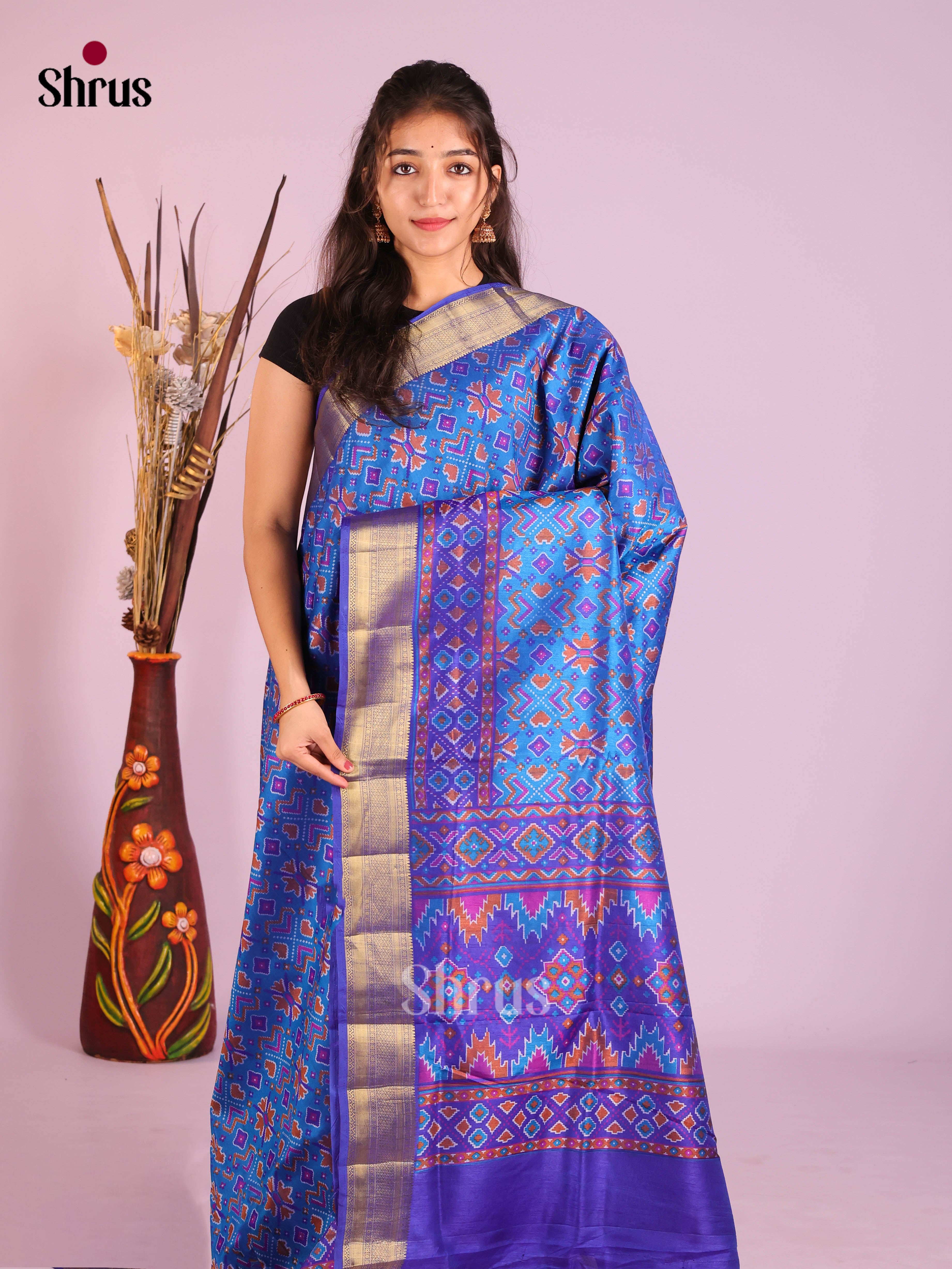 Blue - Semi Patola Saree