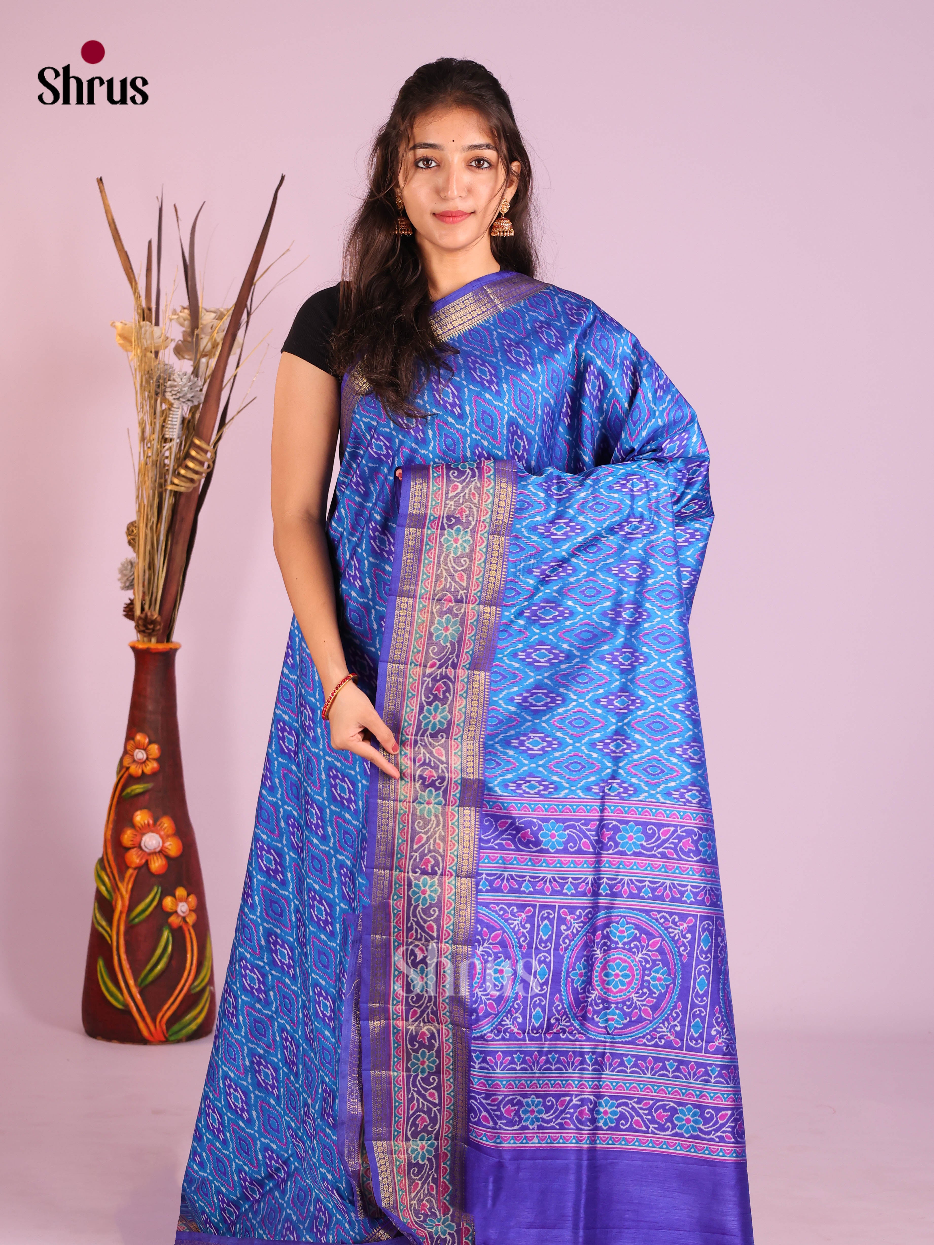 Blue - Semi Patola Saree