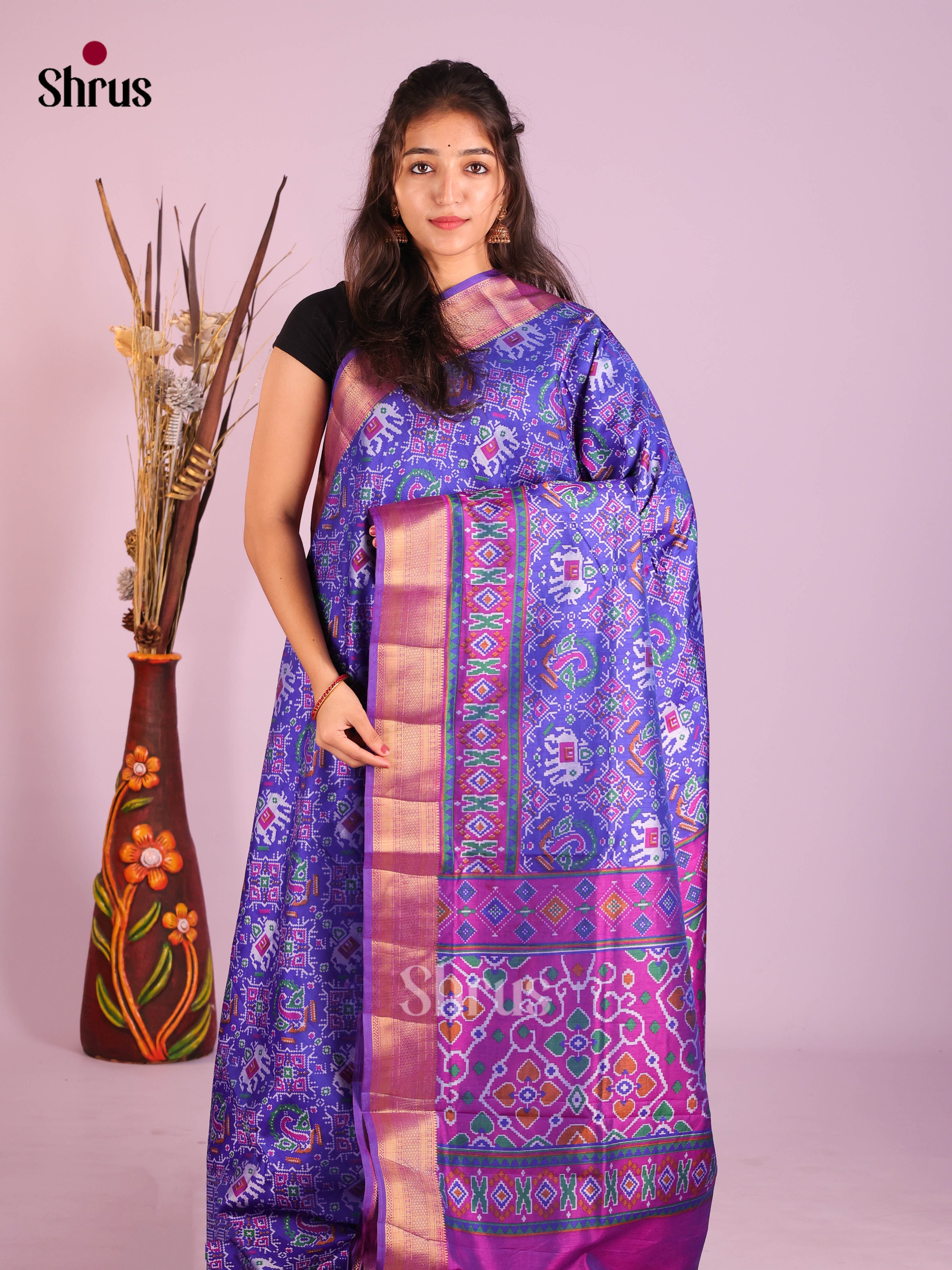 Blue & Purple - Semi Patola Saree