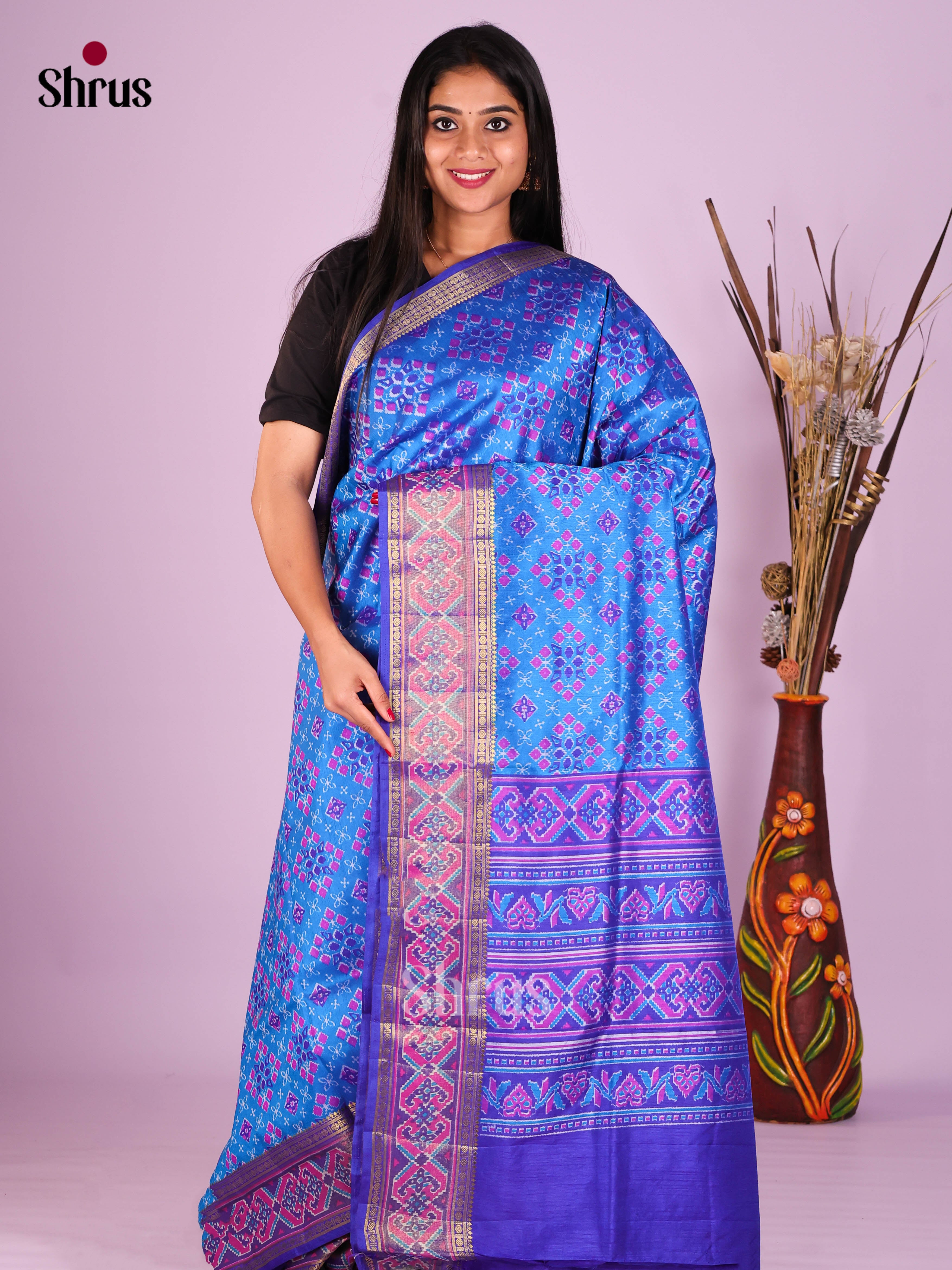 Blue - Semi Patola Saree