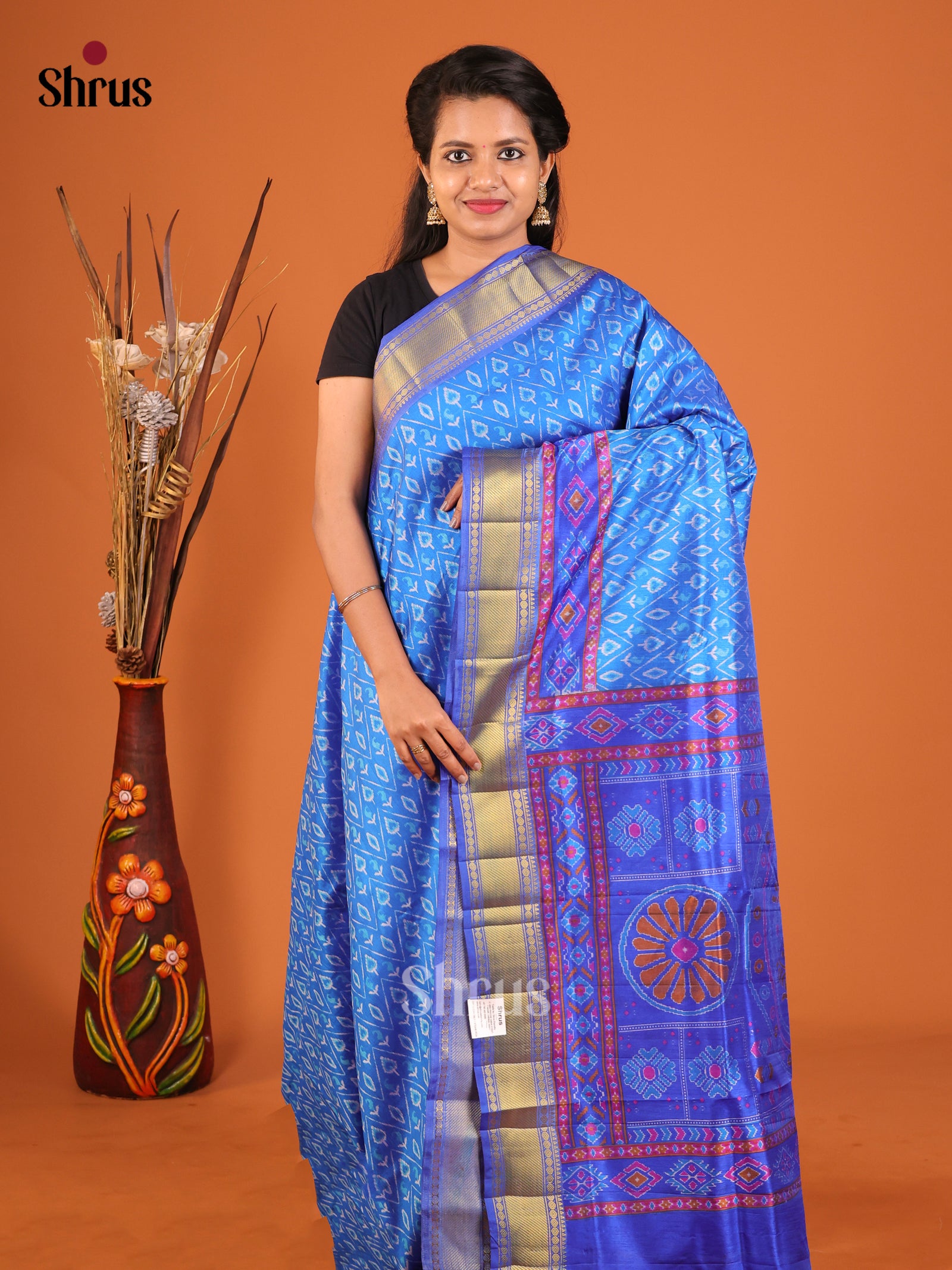 Blue- Semi Patola Saree