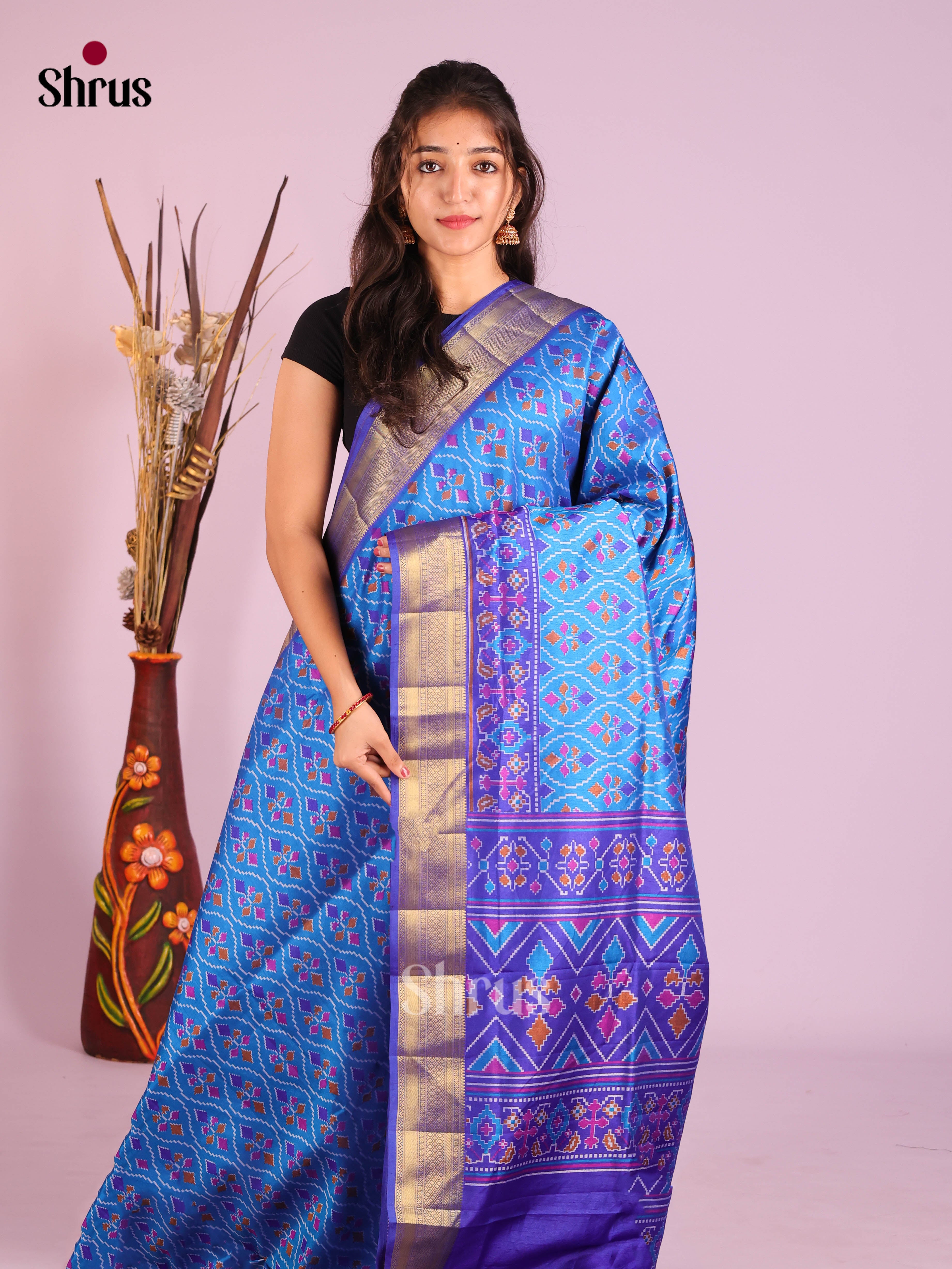Blue - Semi Patola Saree