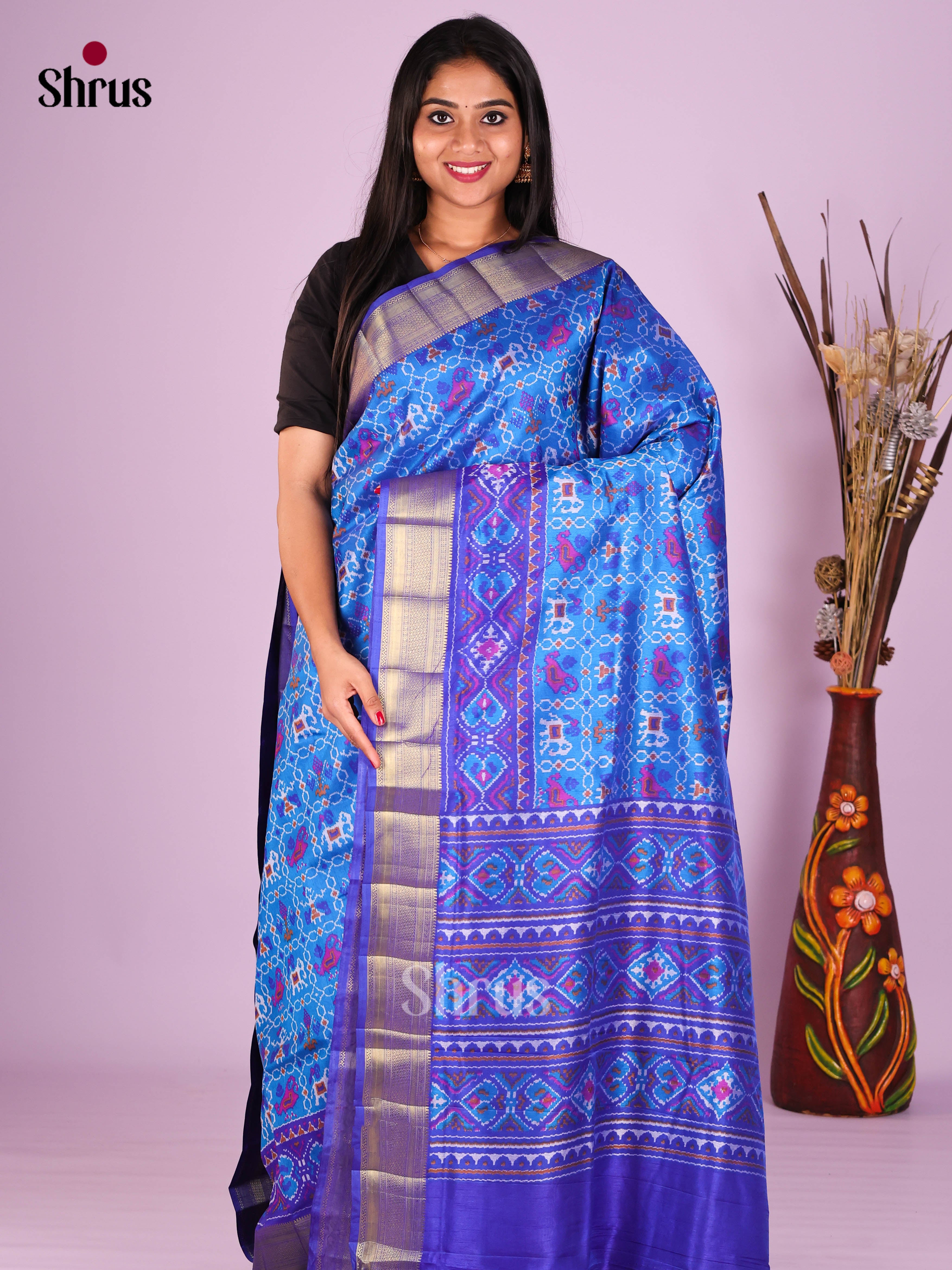 Blue - Semi Patola Saree