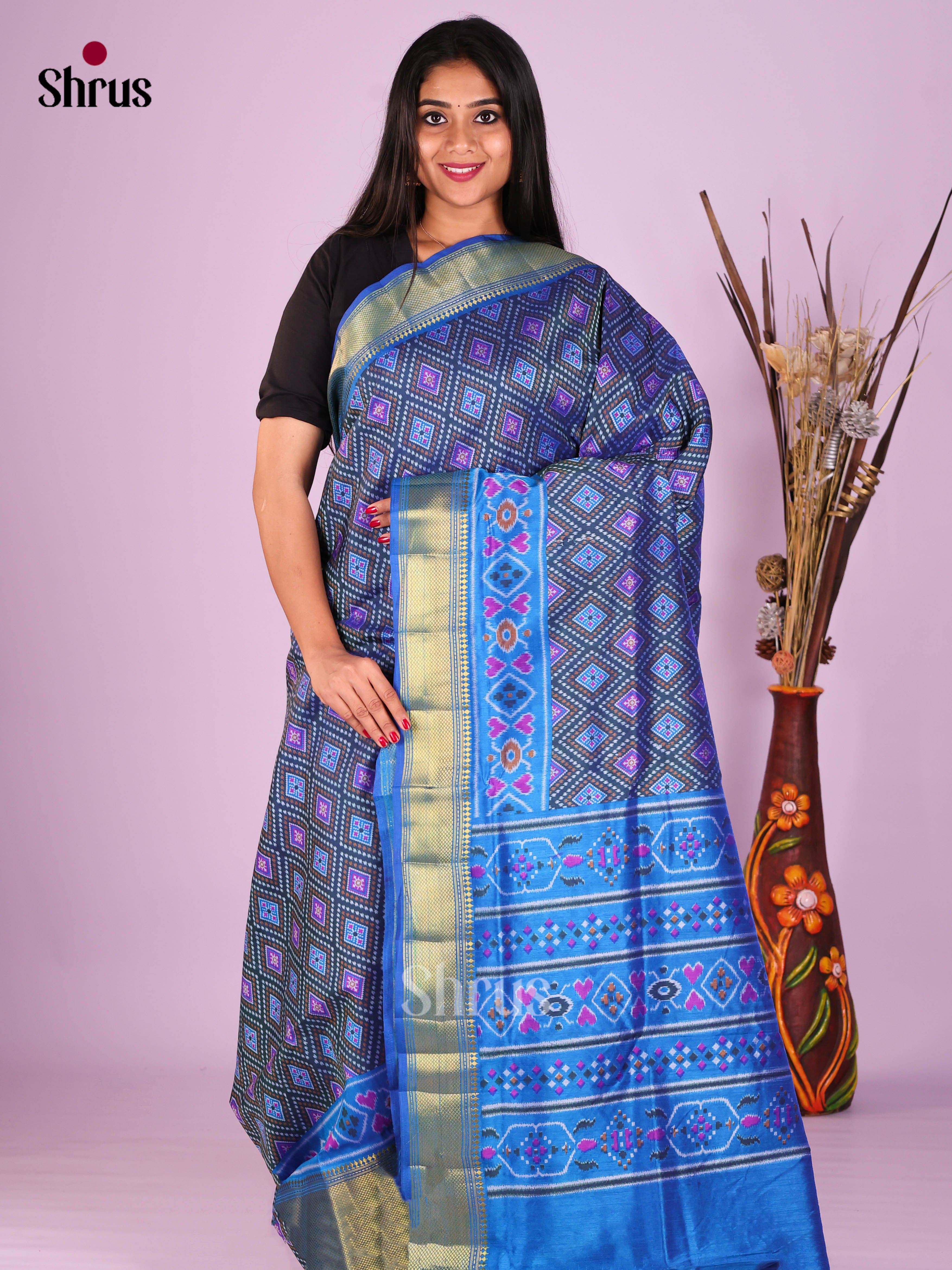 Blue - Semi Patola Saree