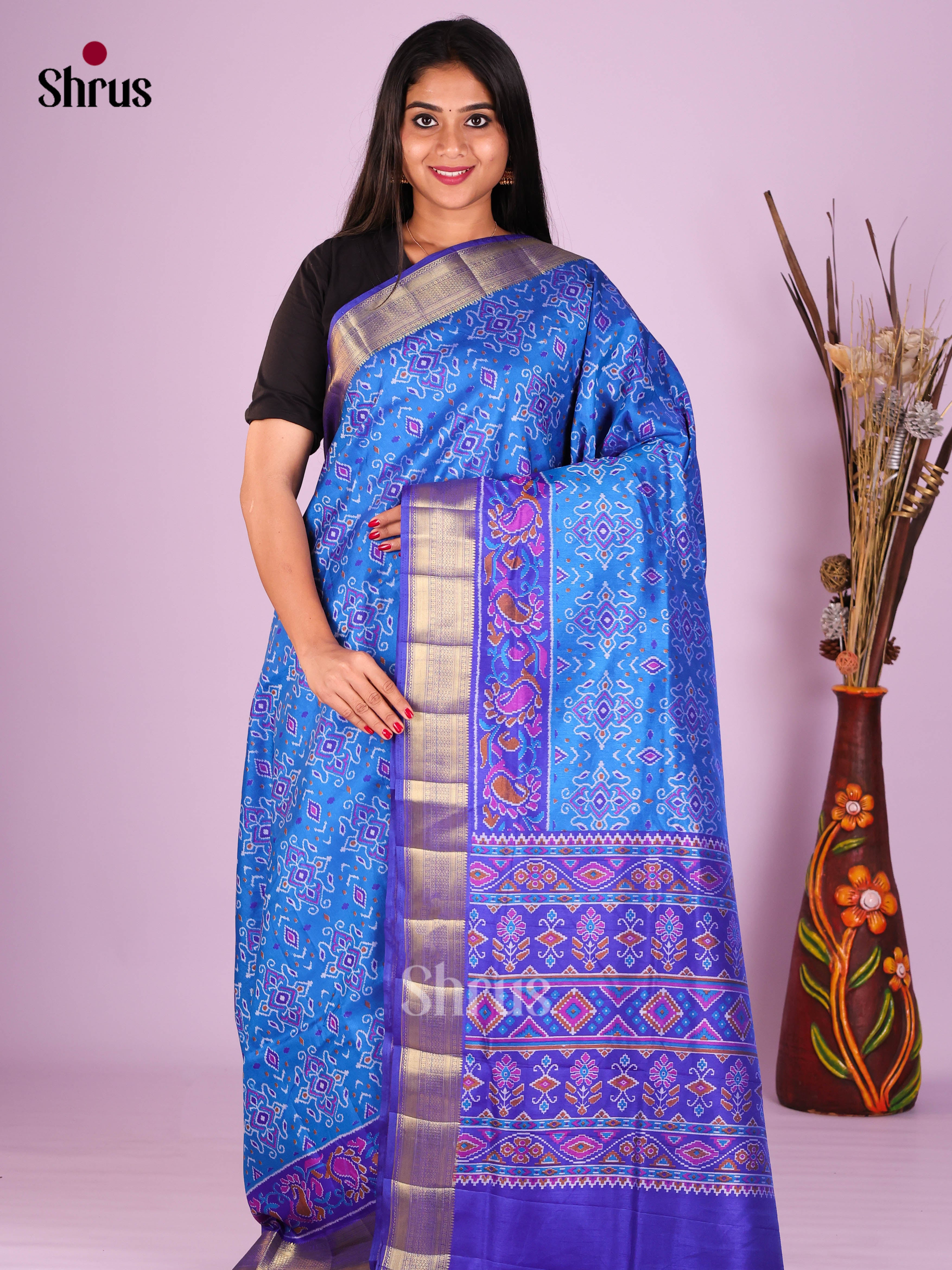Blue- Semi Patola Saree