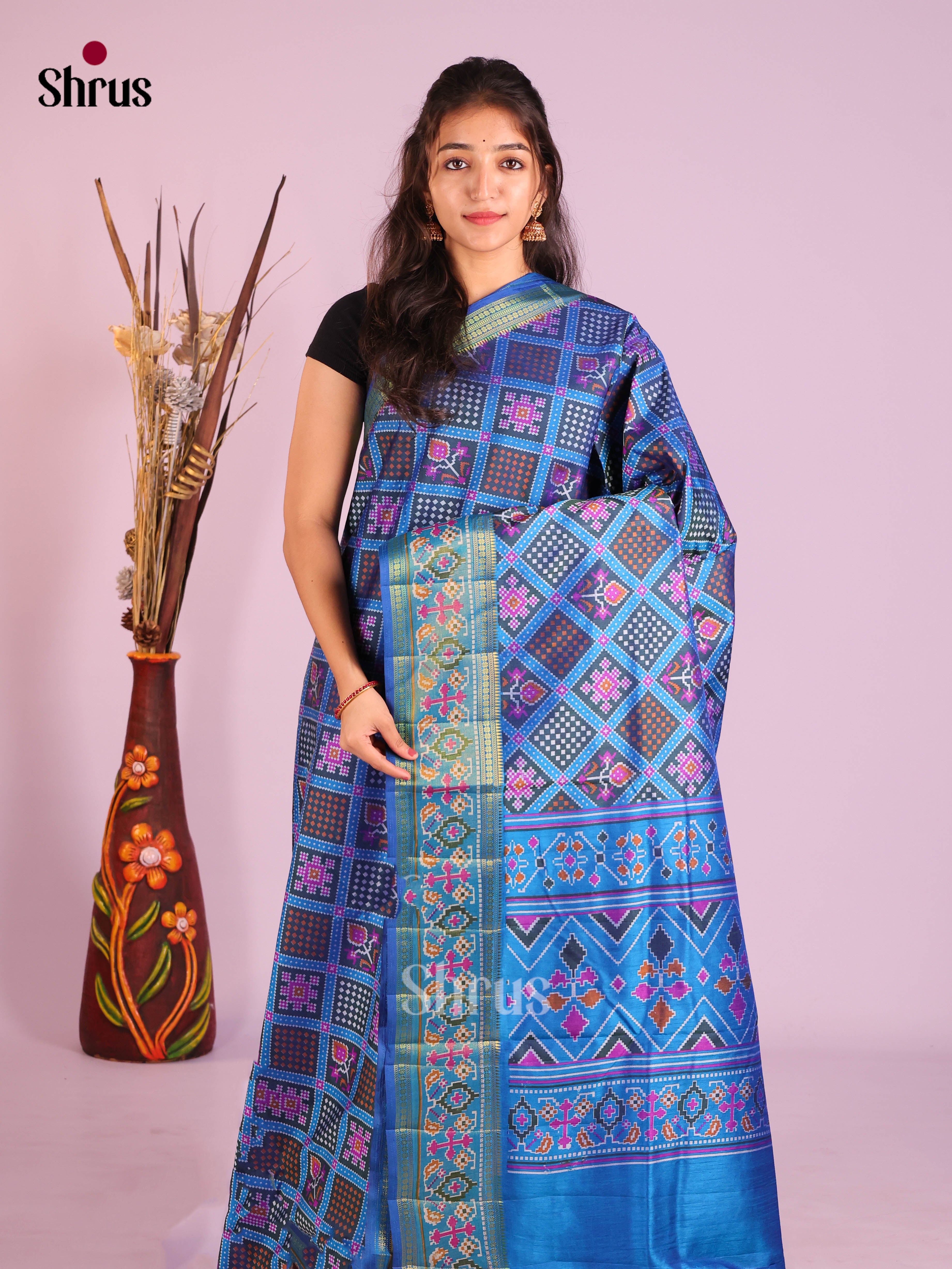 Blue- Semi Patola Saree
