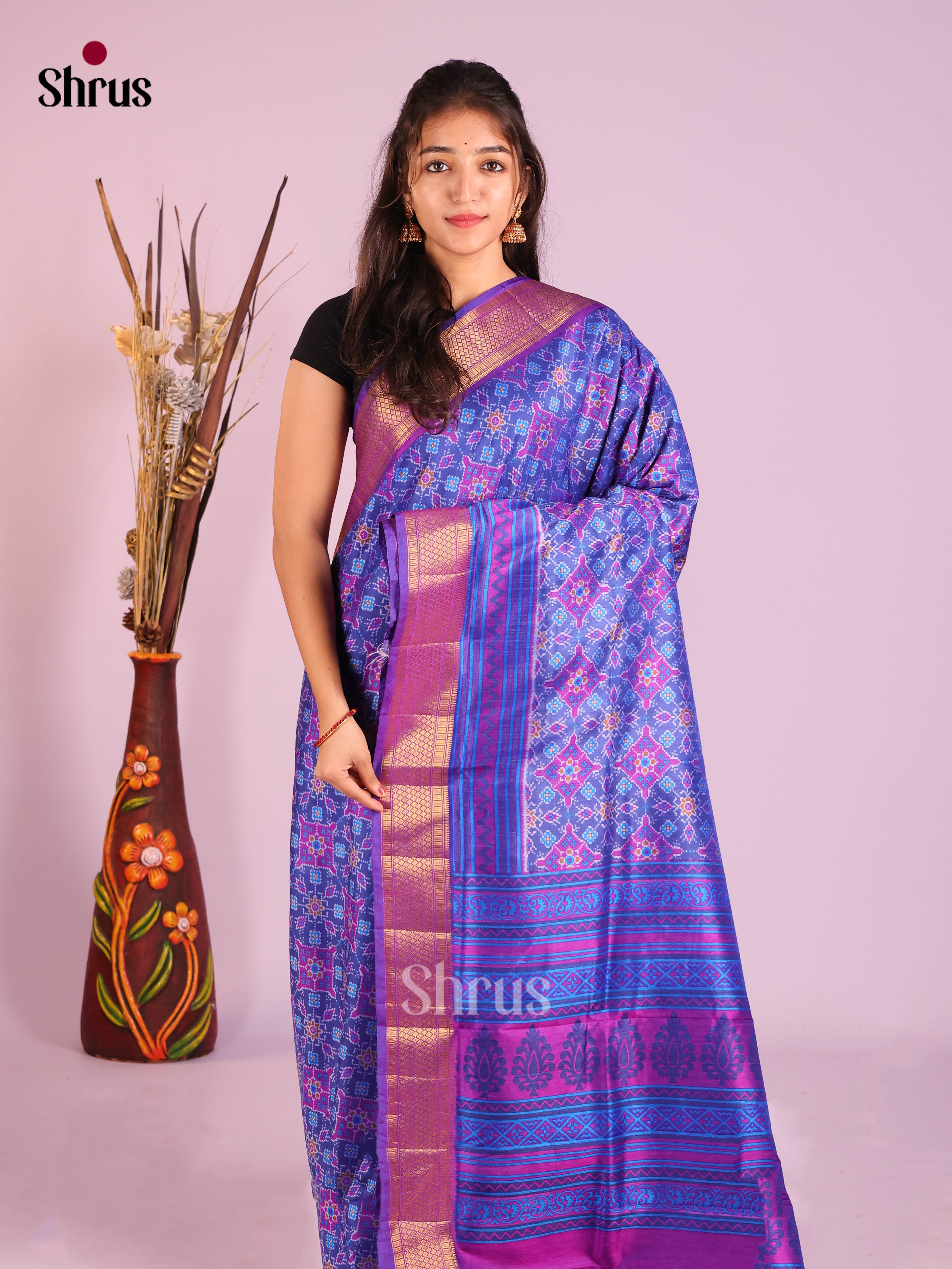 Blue & Purple- Semi Patola Saree