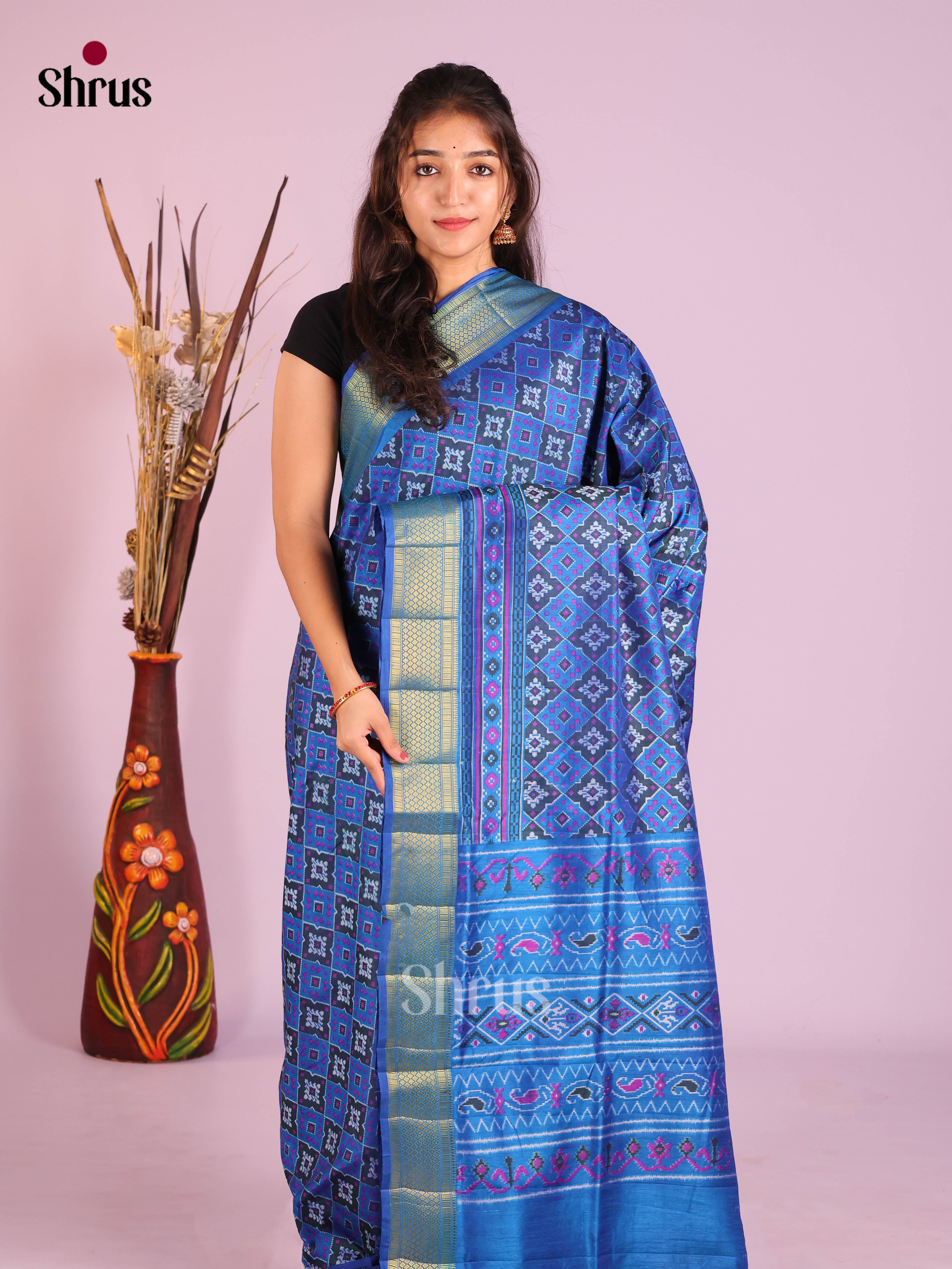 Blue- Semi Patola Saree