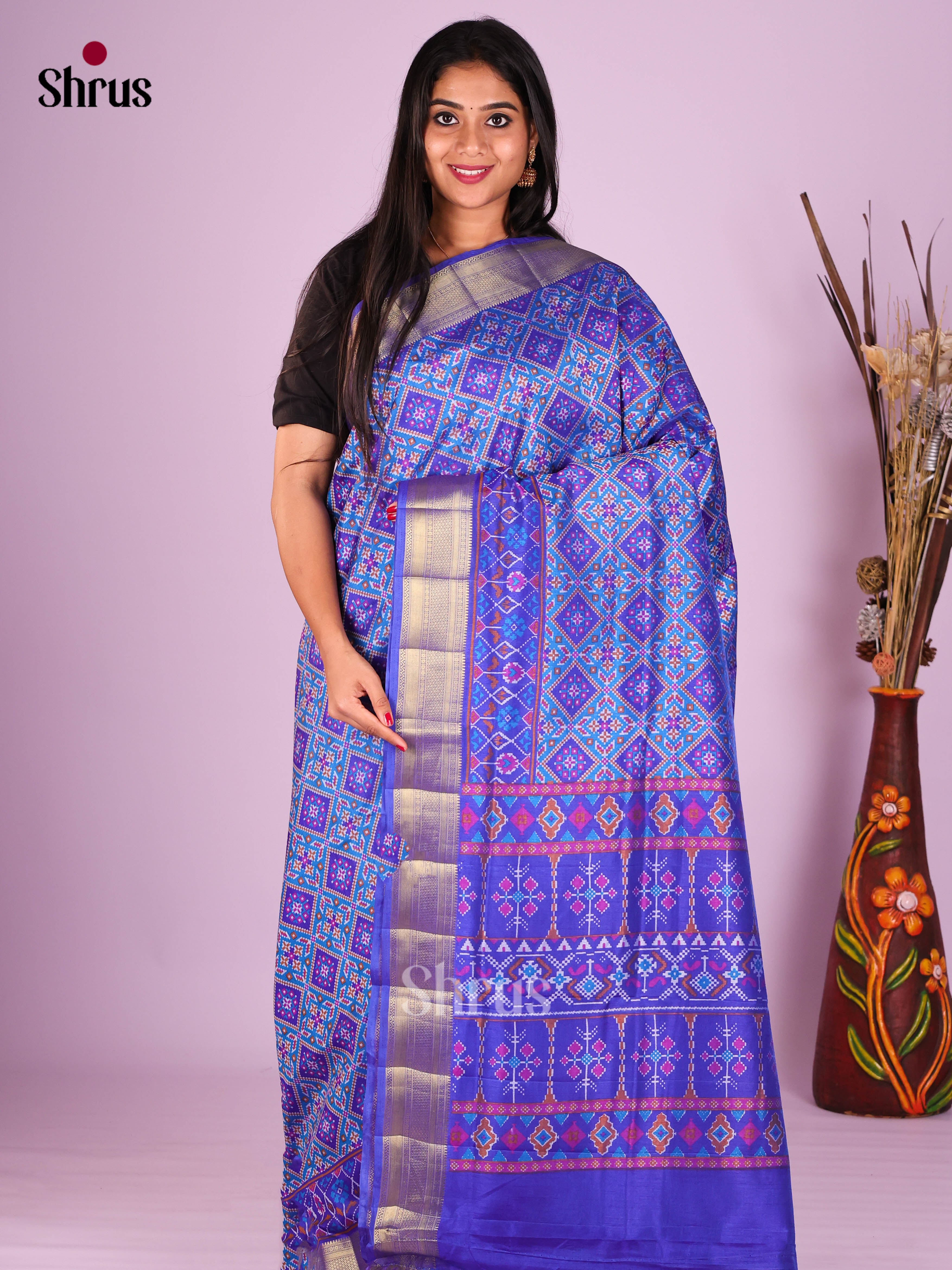 Blue - Semi Patola Saree
