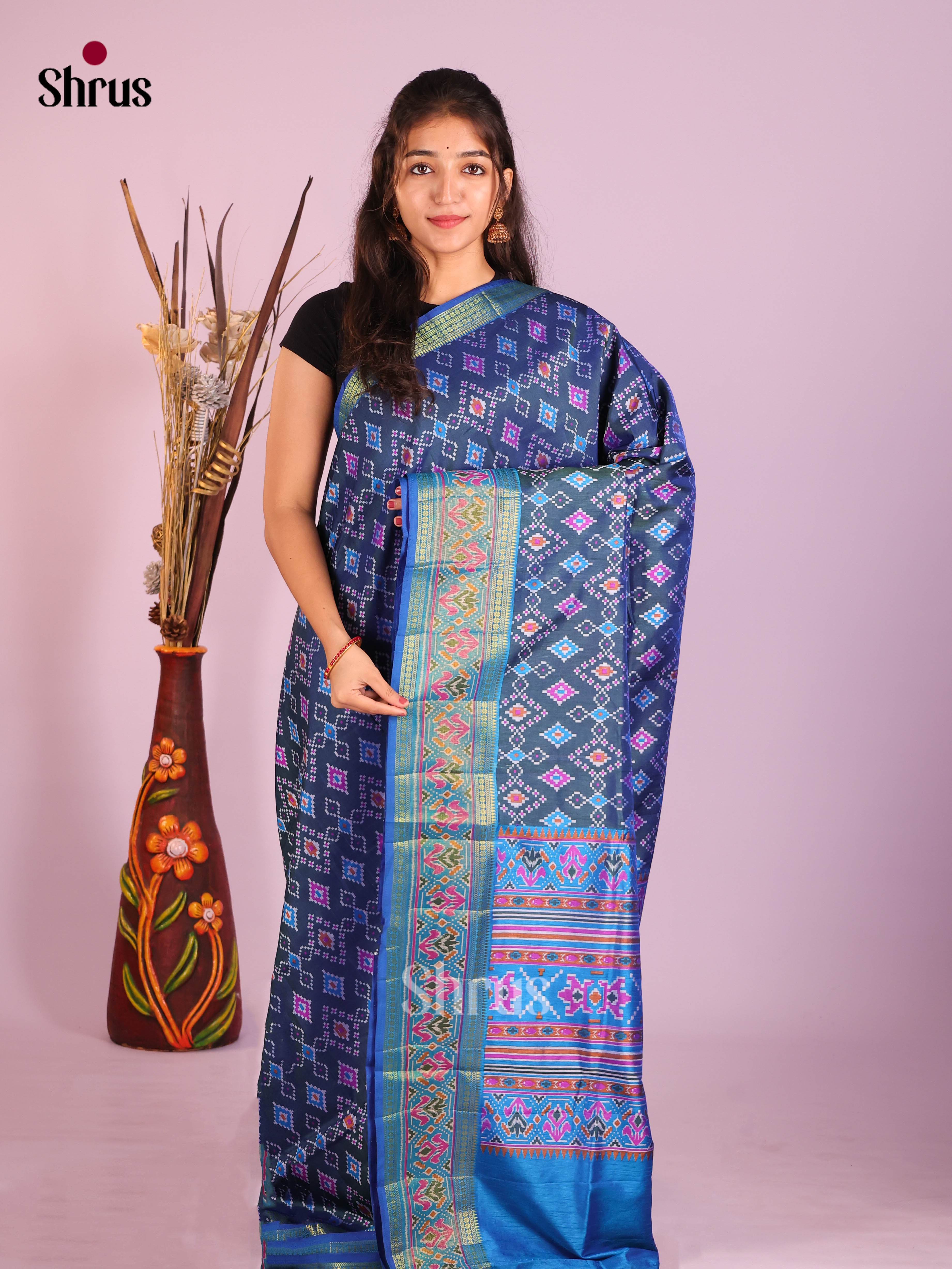 Blue - Semi Patola Saree