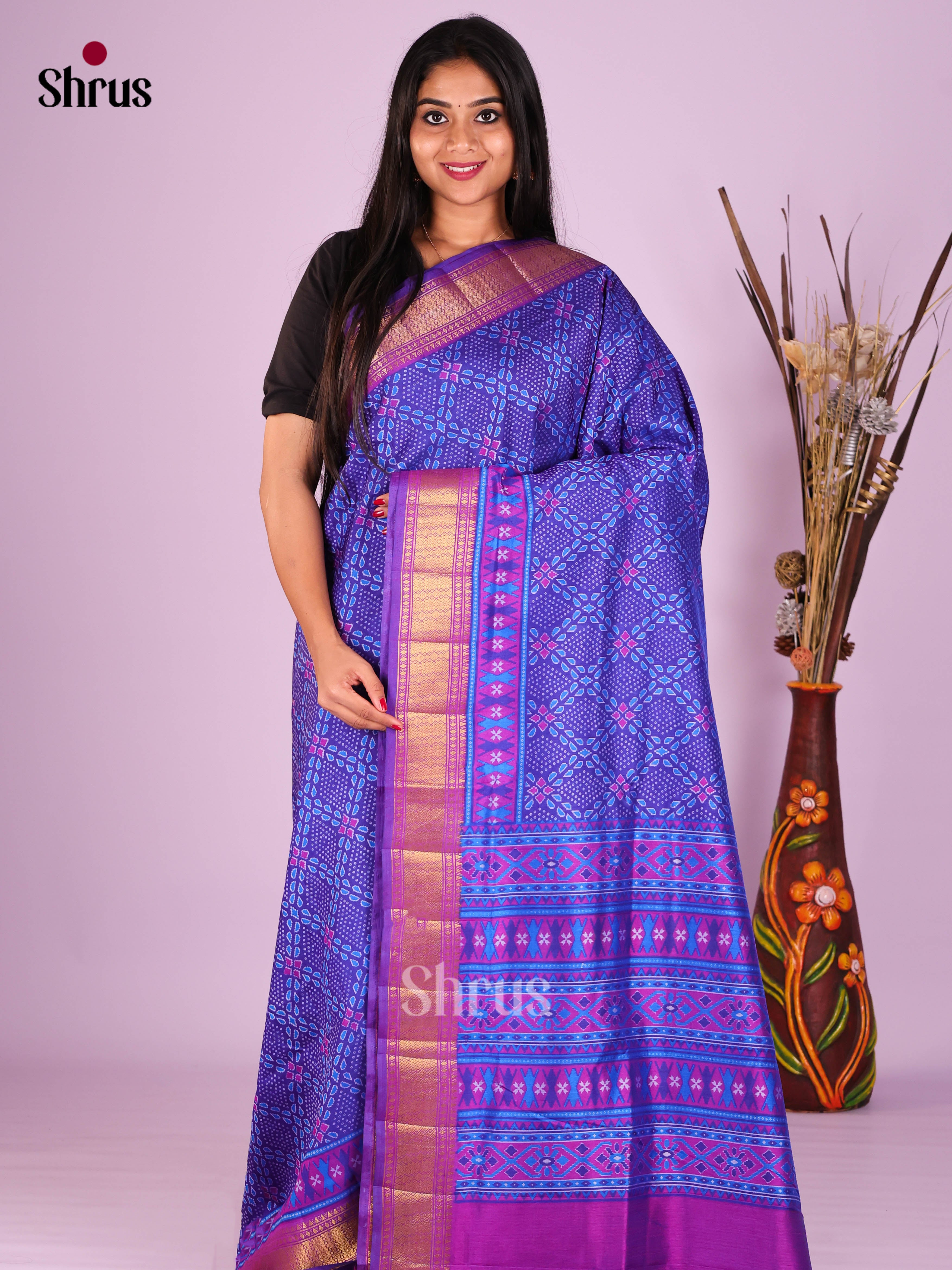 Blue & Purple - Semi Patola Saree
