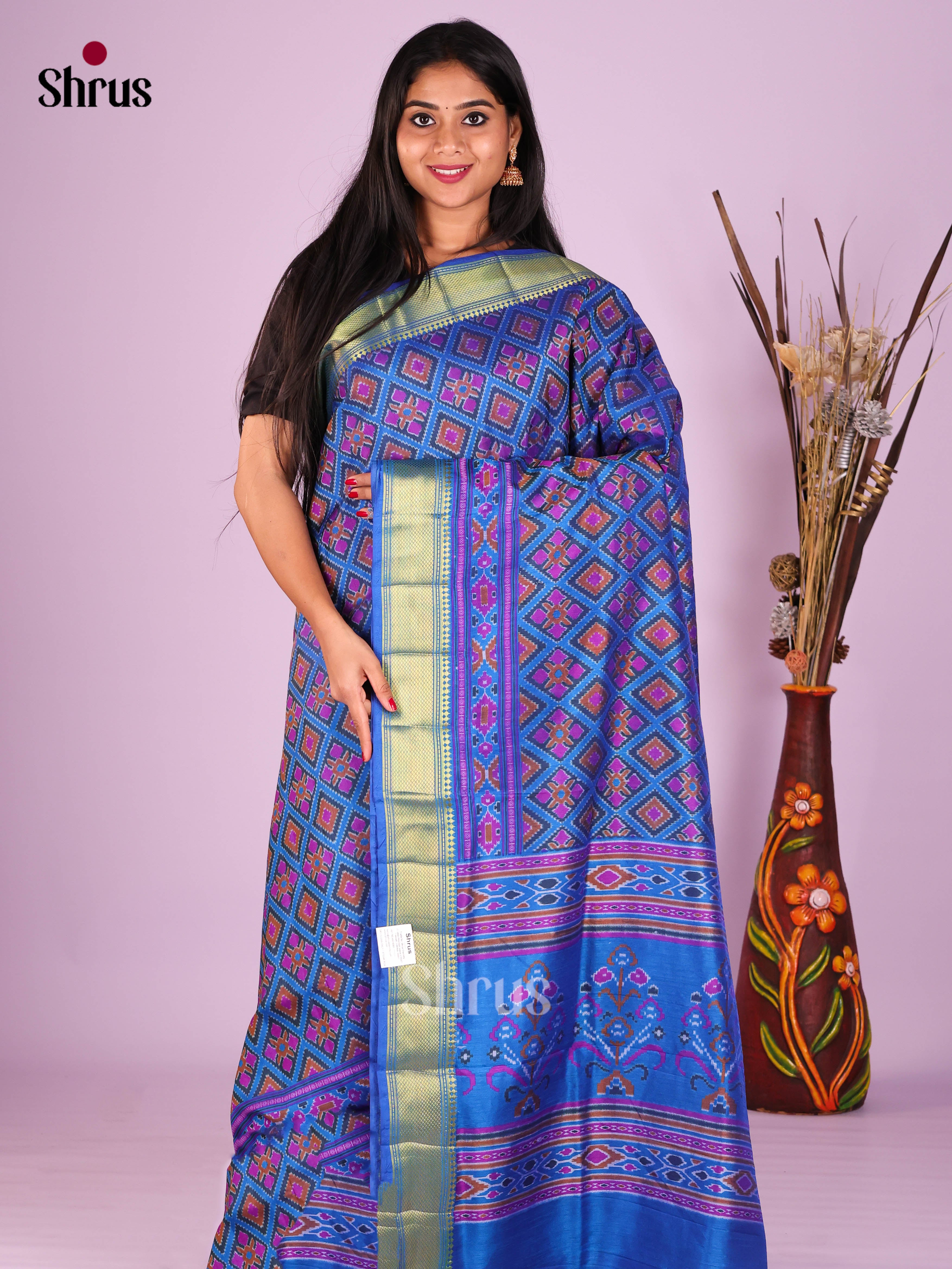 Blue - Semi Patola Saree