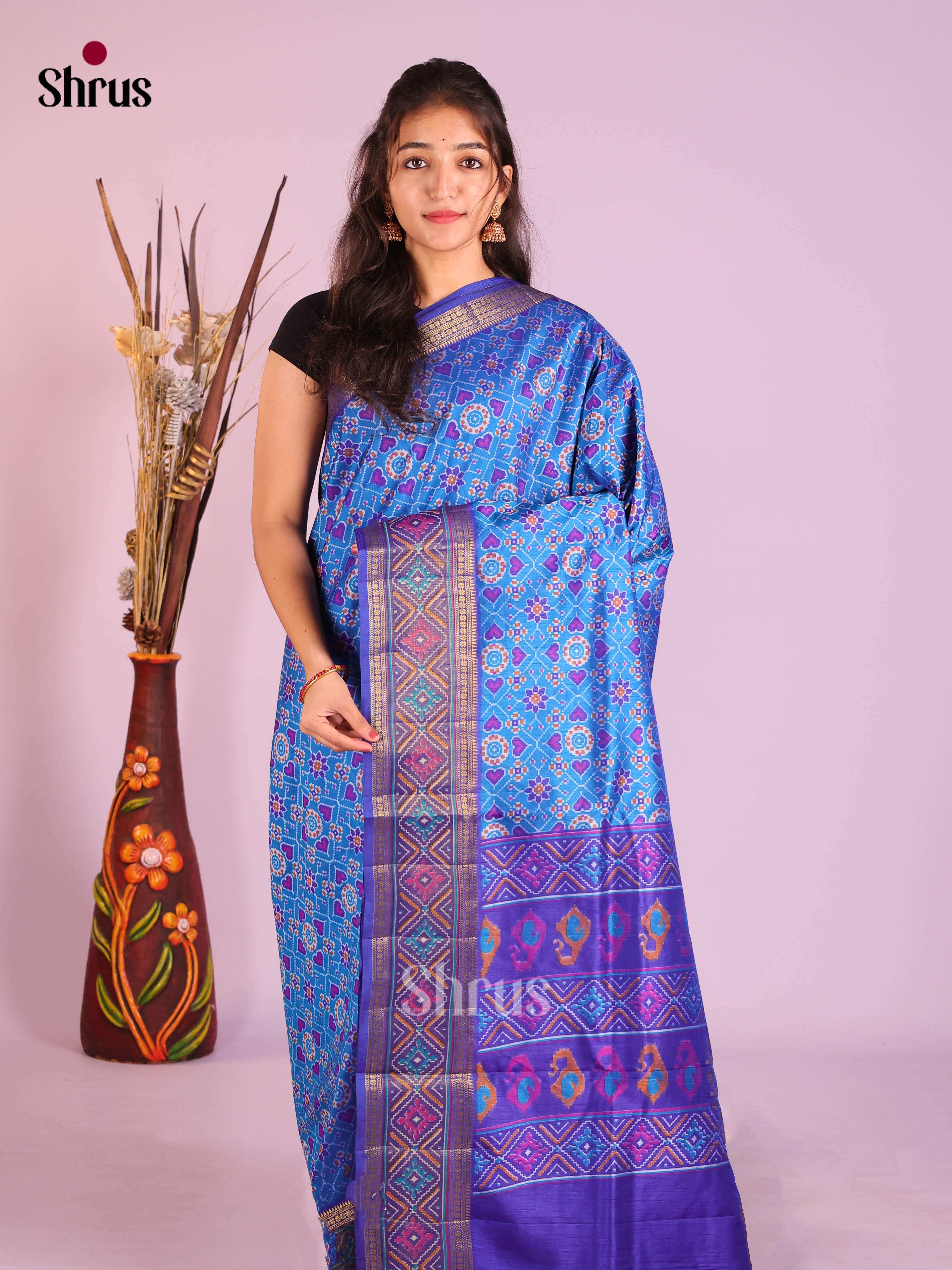 Blue - Semi Patola Saree