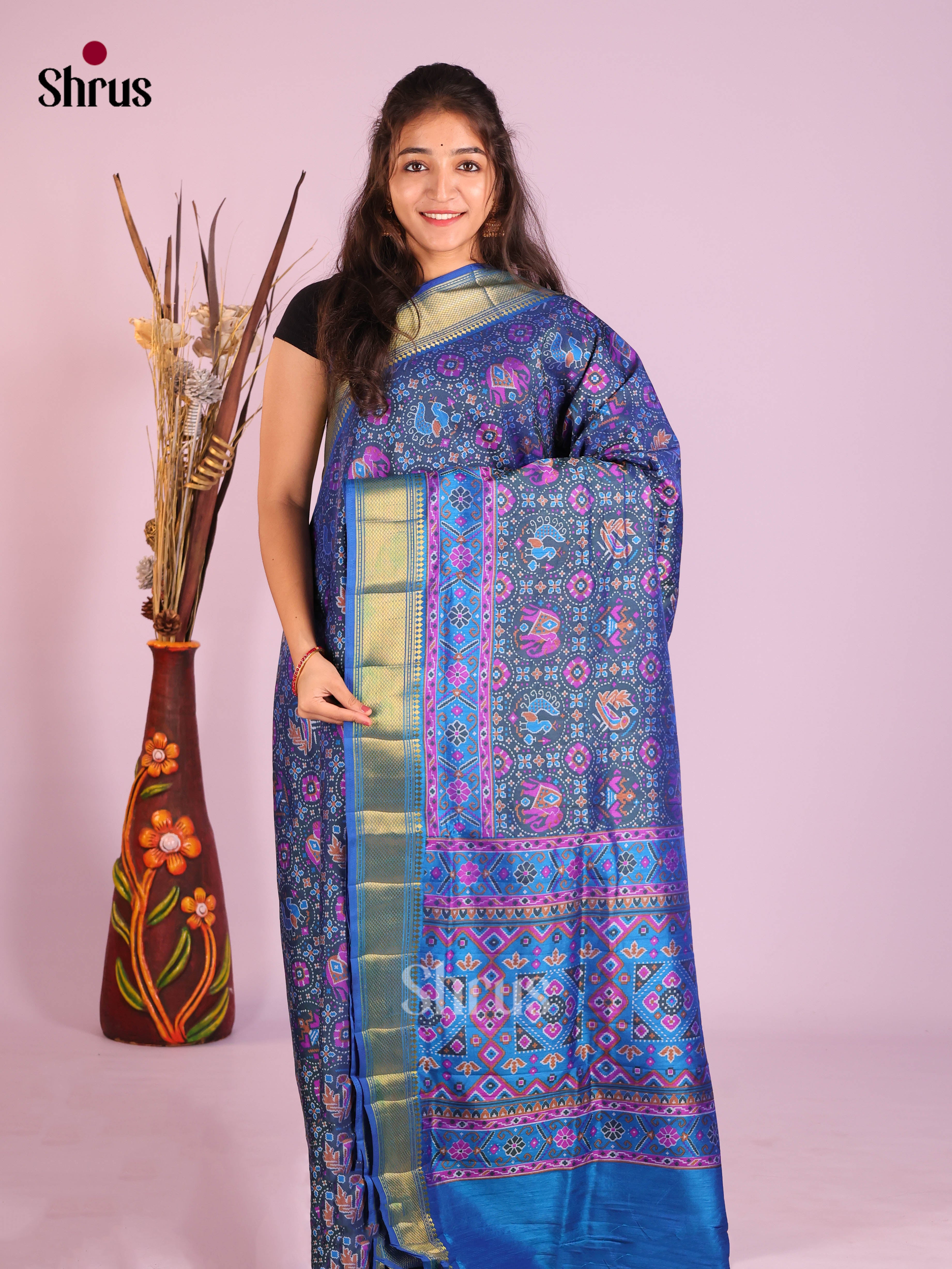 Blue - Semi Patola Saree