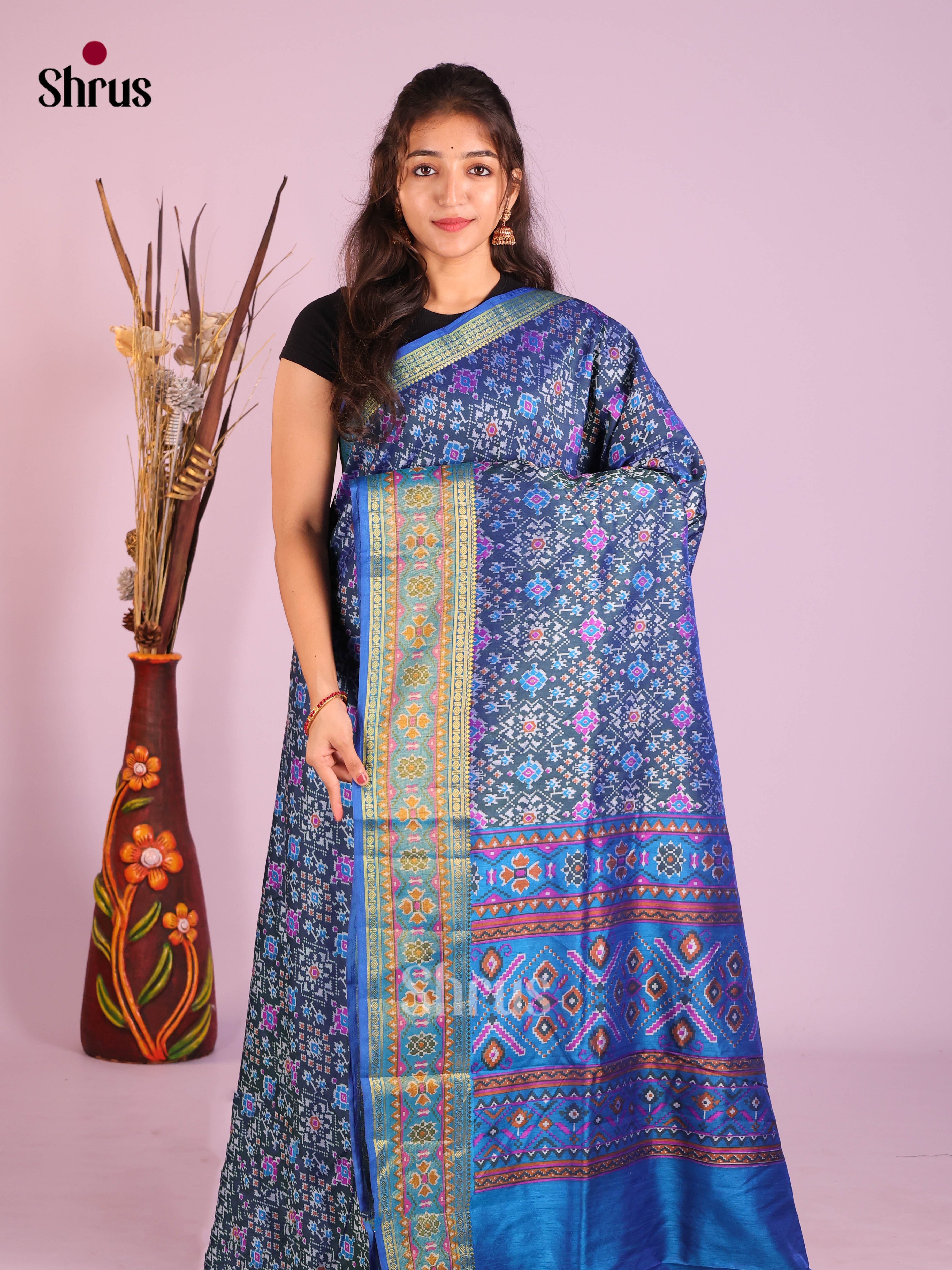 Blue - Semi Patola Saree