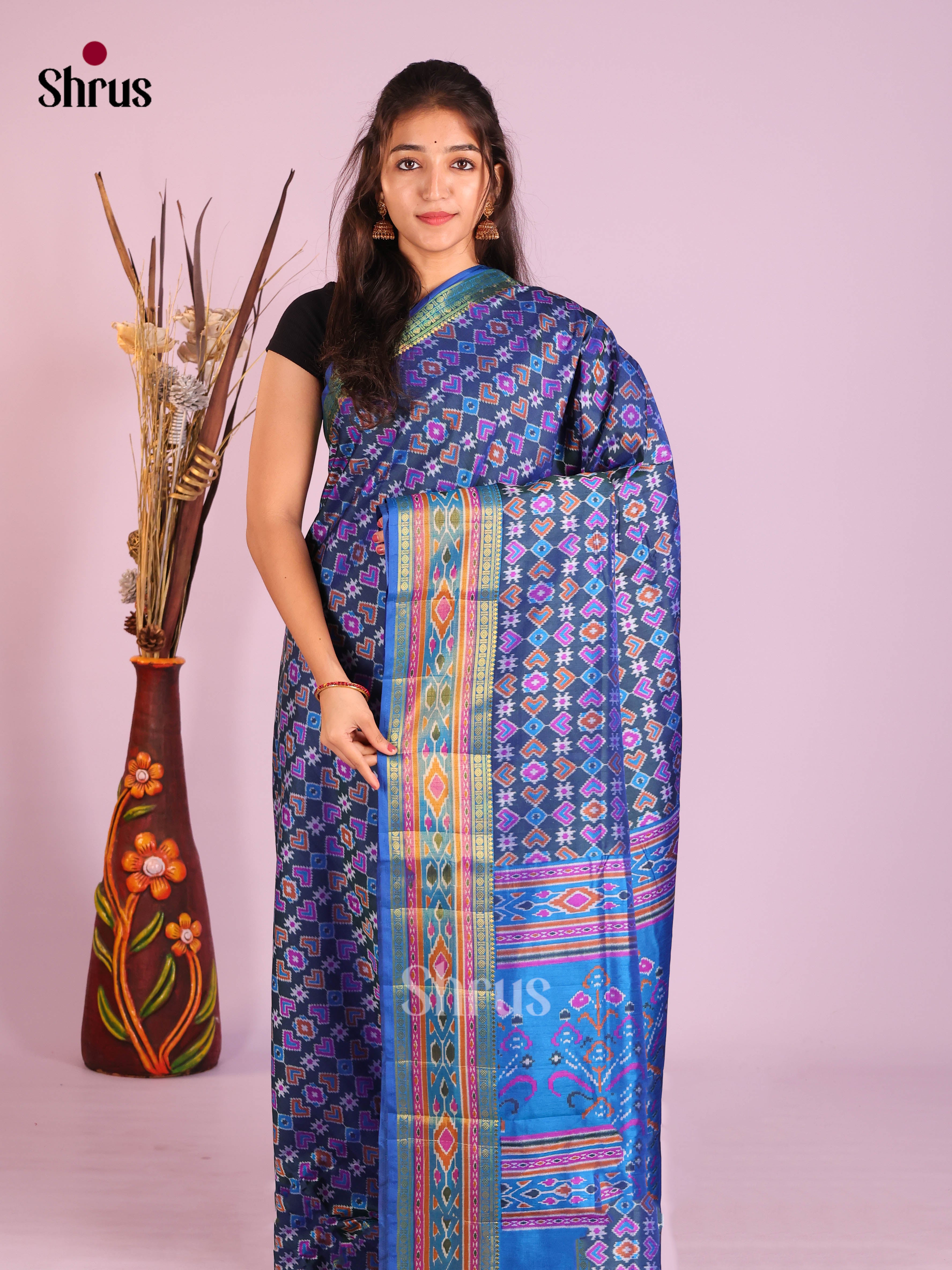 Blue - Semi Patola Saree