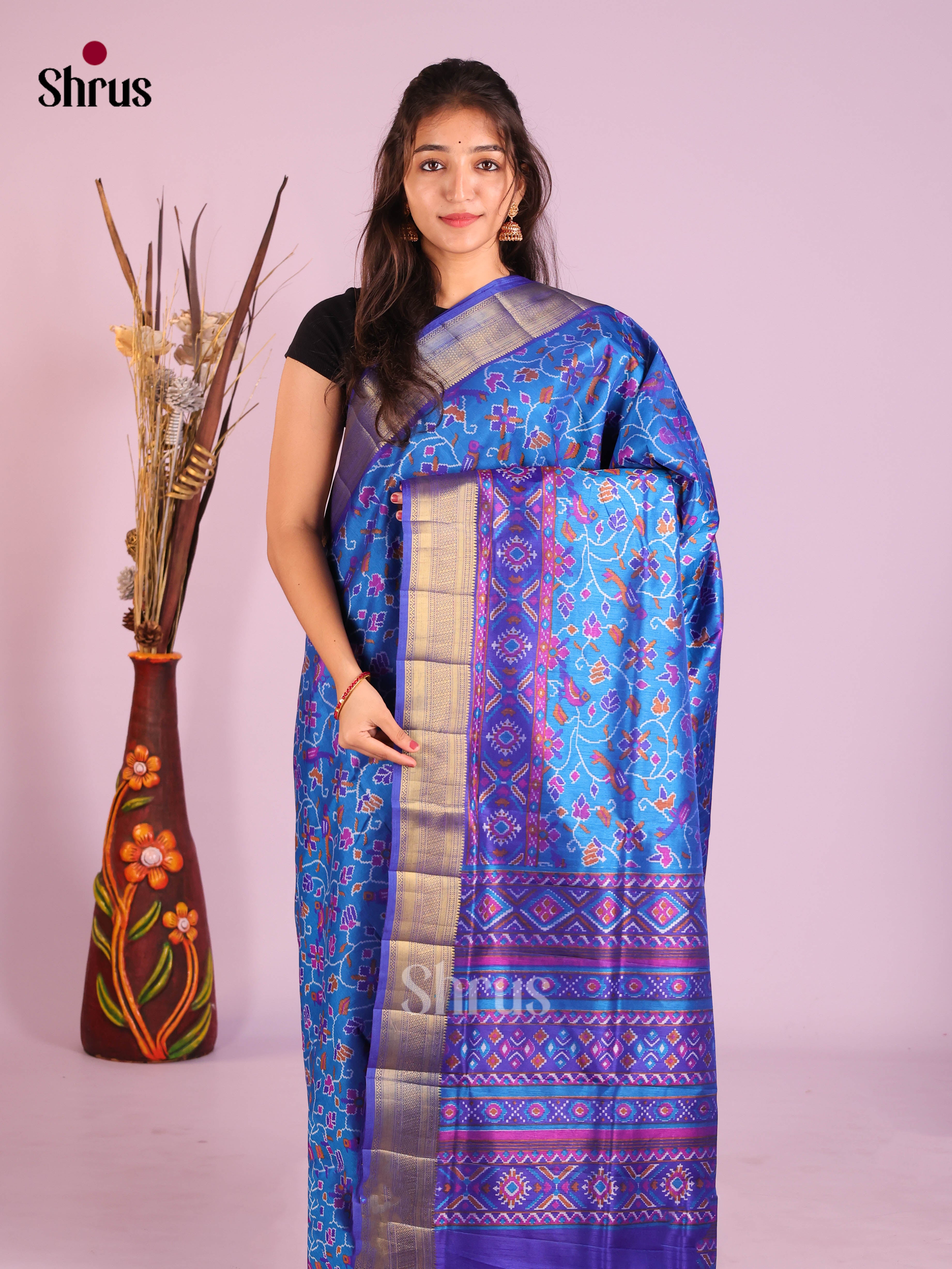Blue - Semi Patola Saree